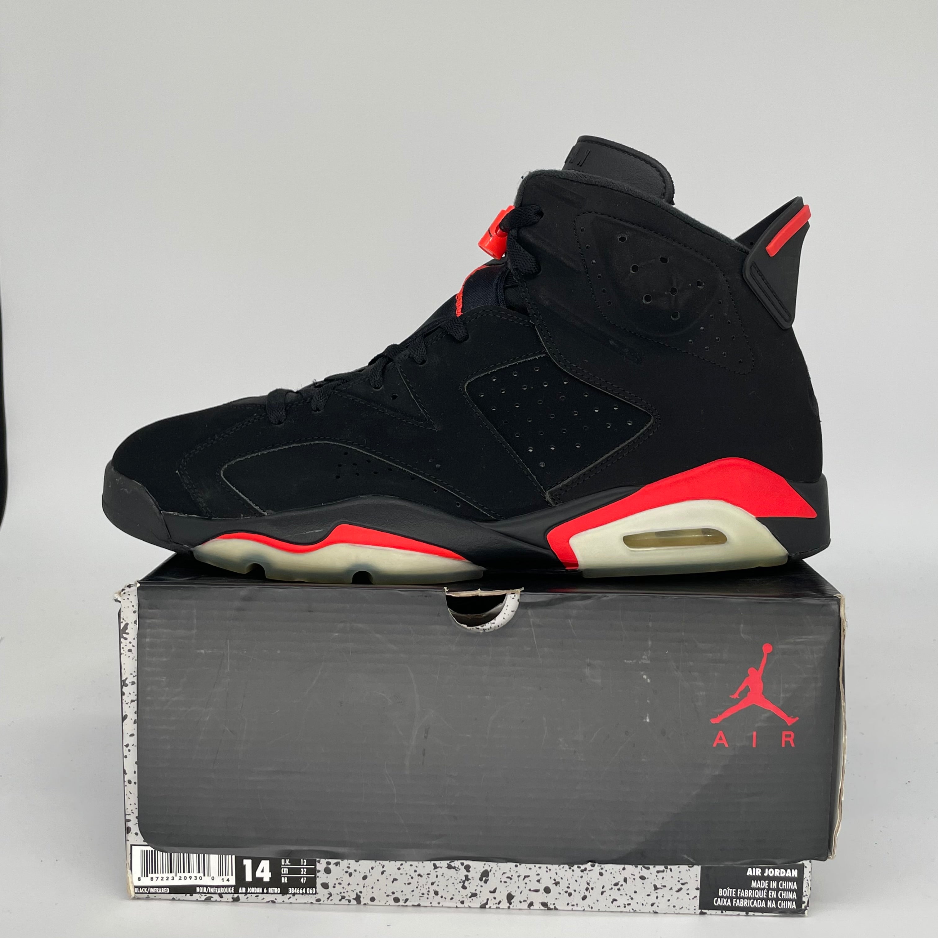 AIR JORDAN 6 BLACK INFRARED SIZE 14 384664-060