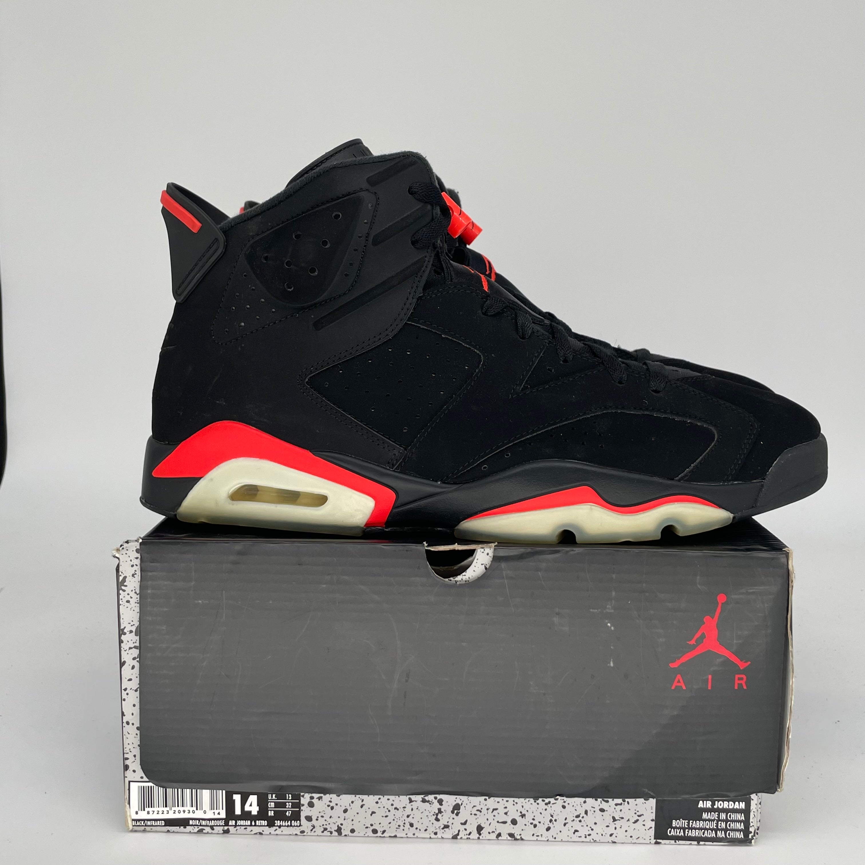 AIR JORDAN 6 BLACK INFRARED SIZE 14 384664-060