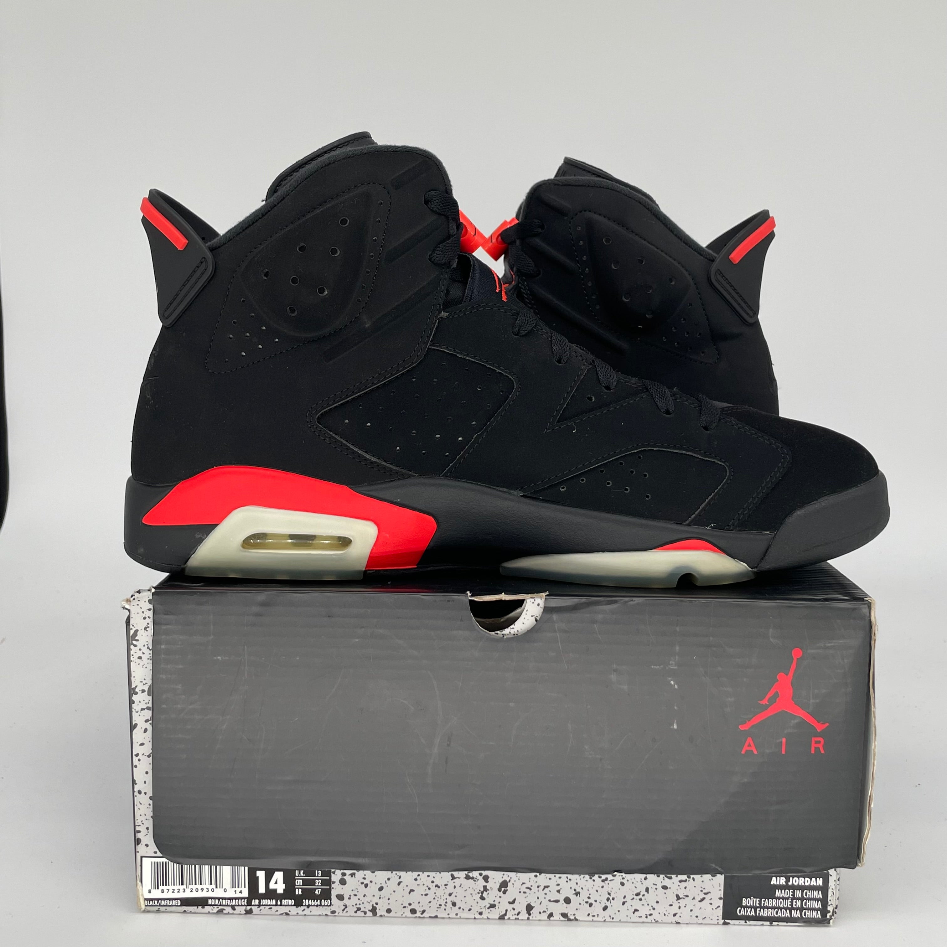 AIR JORDAN 6 BLACK INFRARED SIZE 14 384664-060