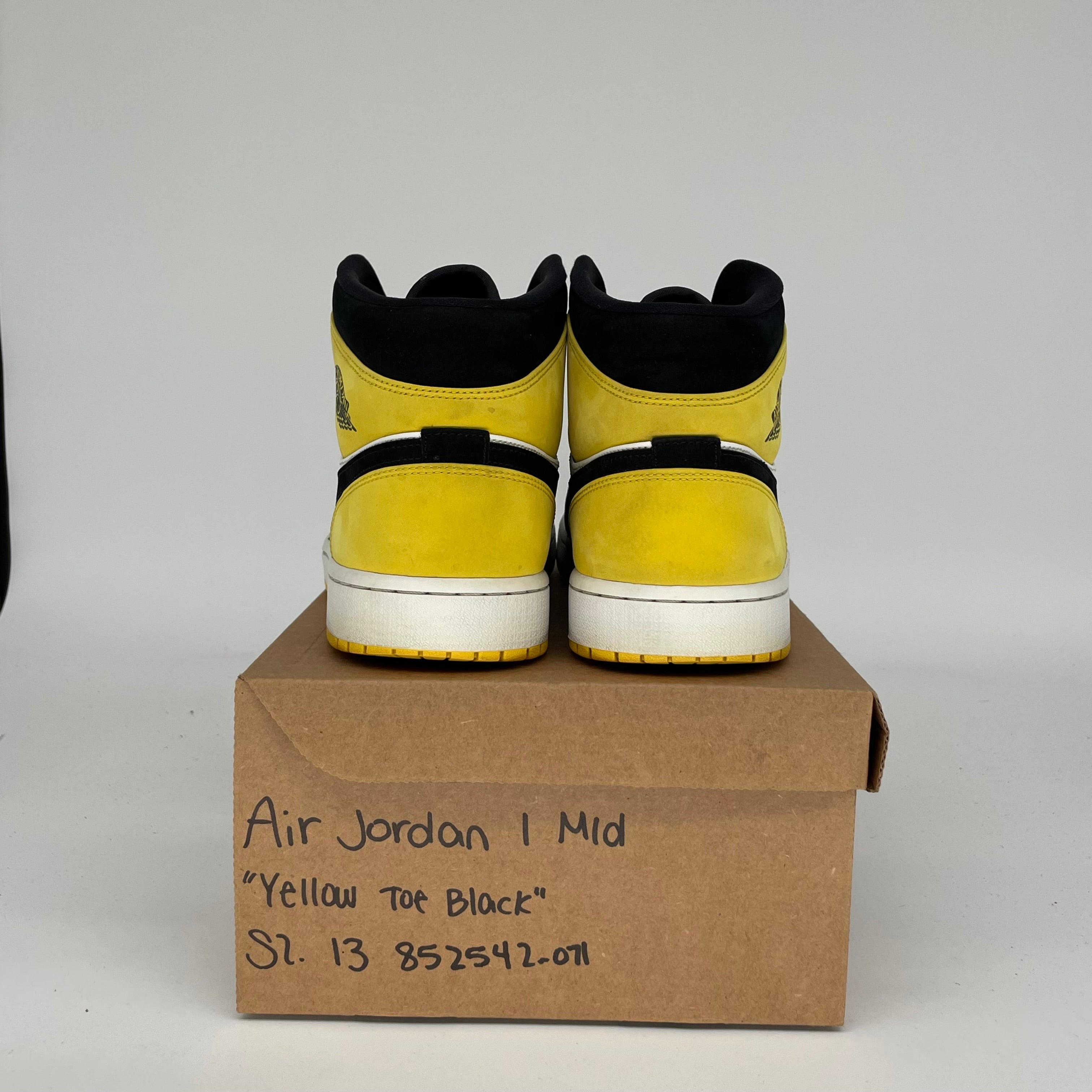 AIR JORDAN 1 MID YELLOW TOE BLACK SIZE 13 852542-071