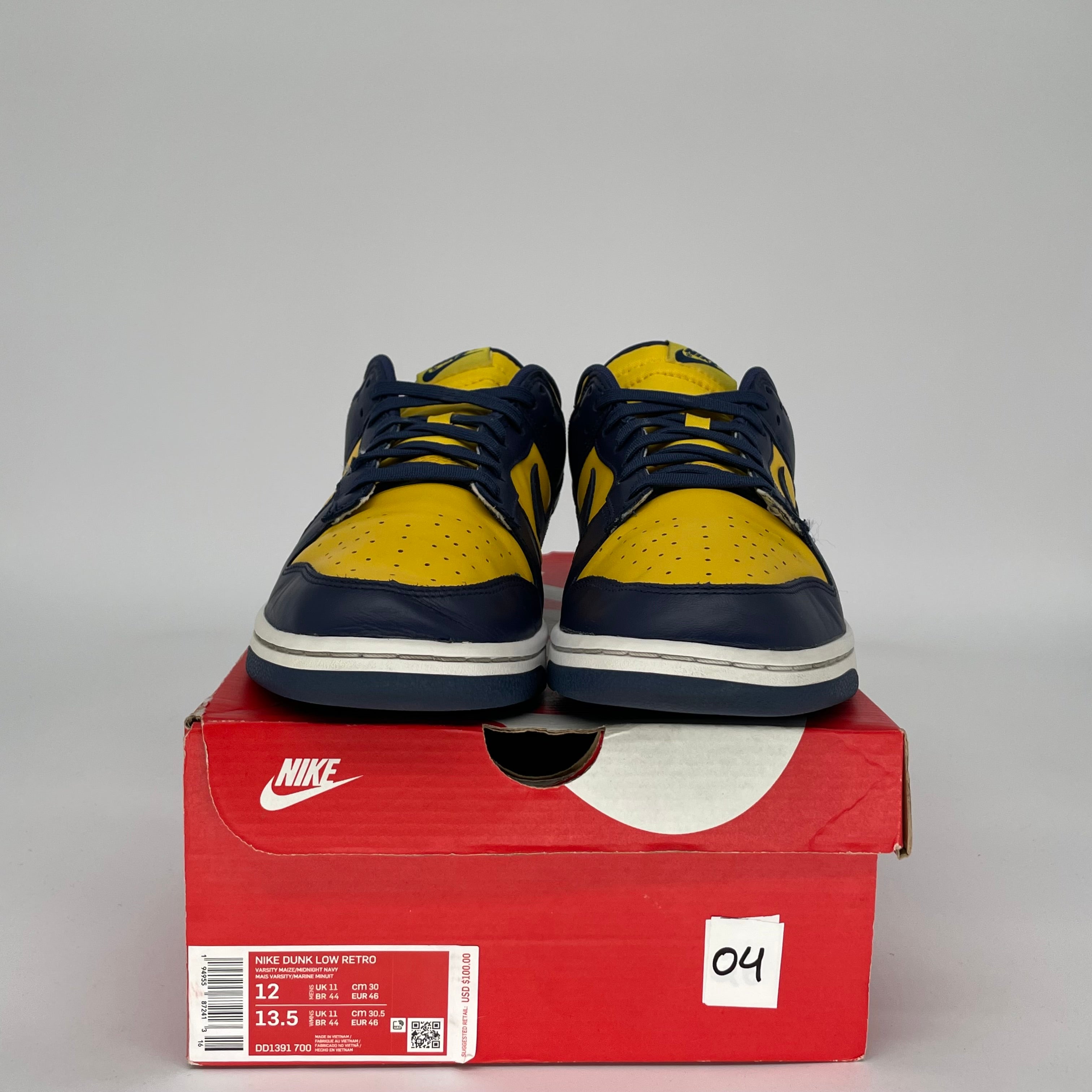 NIKE DUNK LOW MICHIGAN SIZE 12 DD1391-700