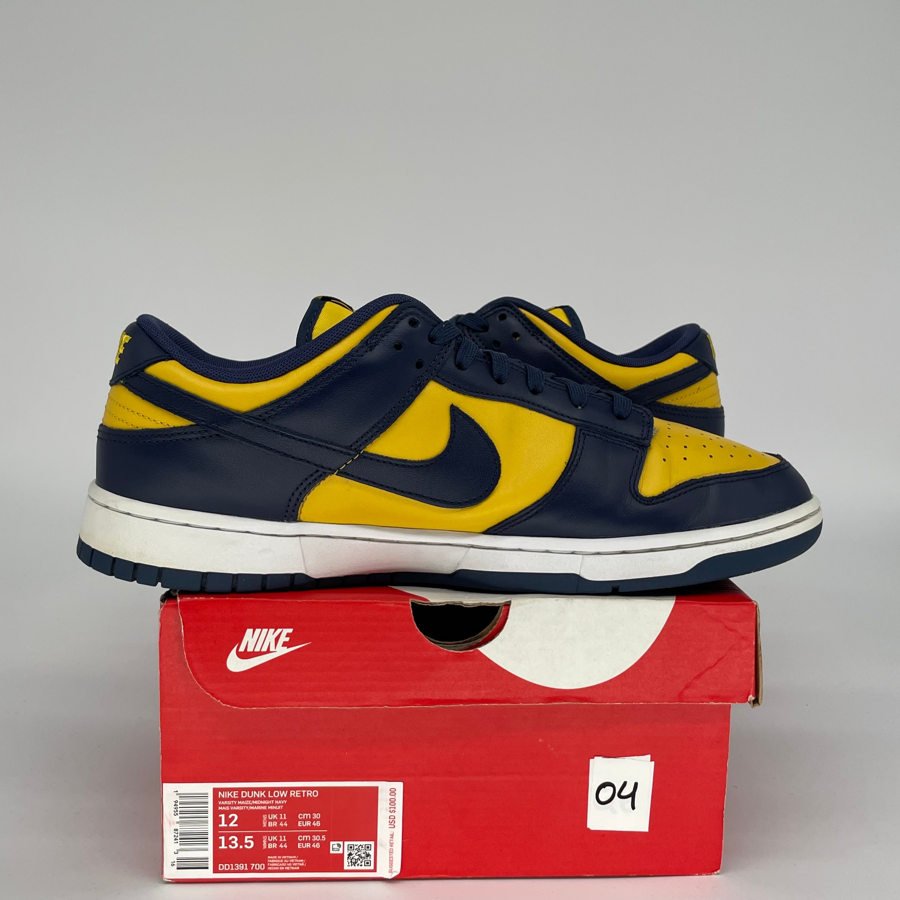 NIKE DUNK LOW MICHIGAN SIZE 12 DD1391-700