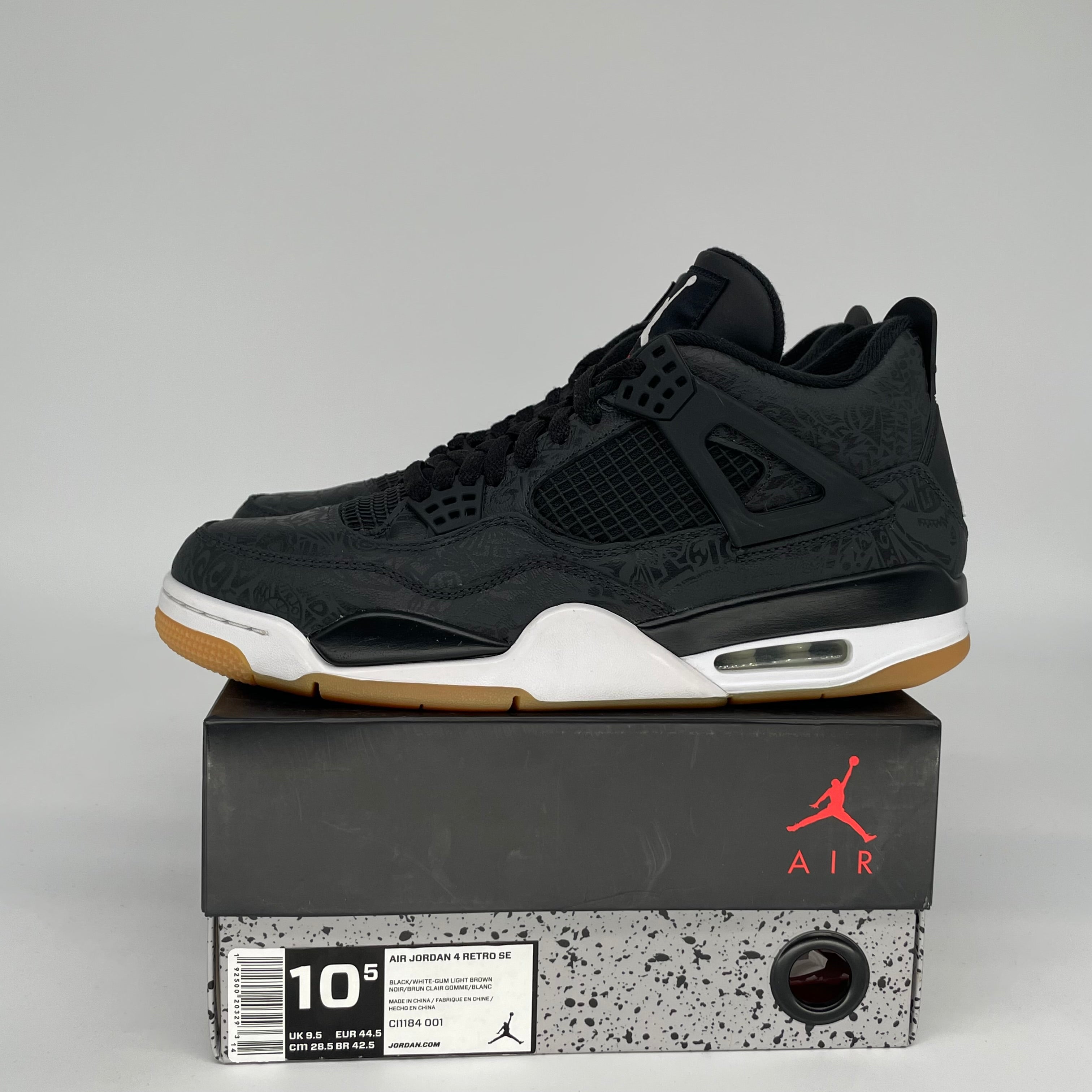 AIR JORDAN 4 LASER BLACK GUM SIZE 10.5 CI1184-001