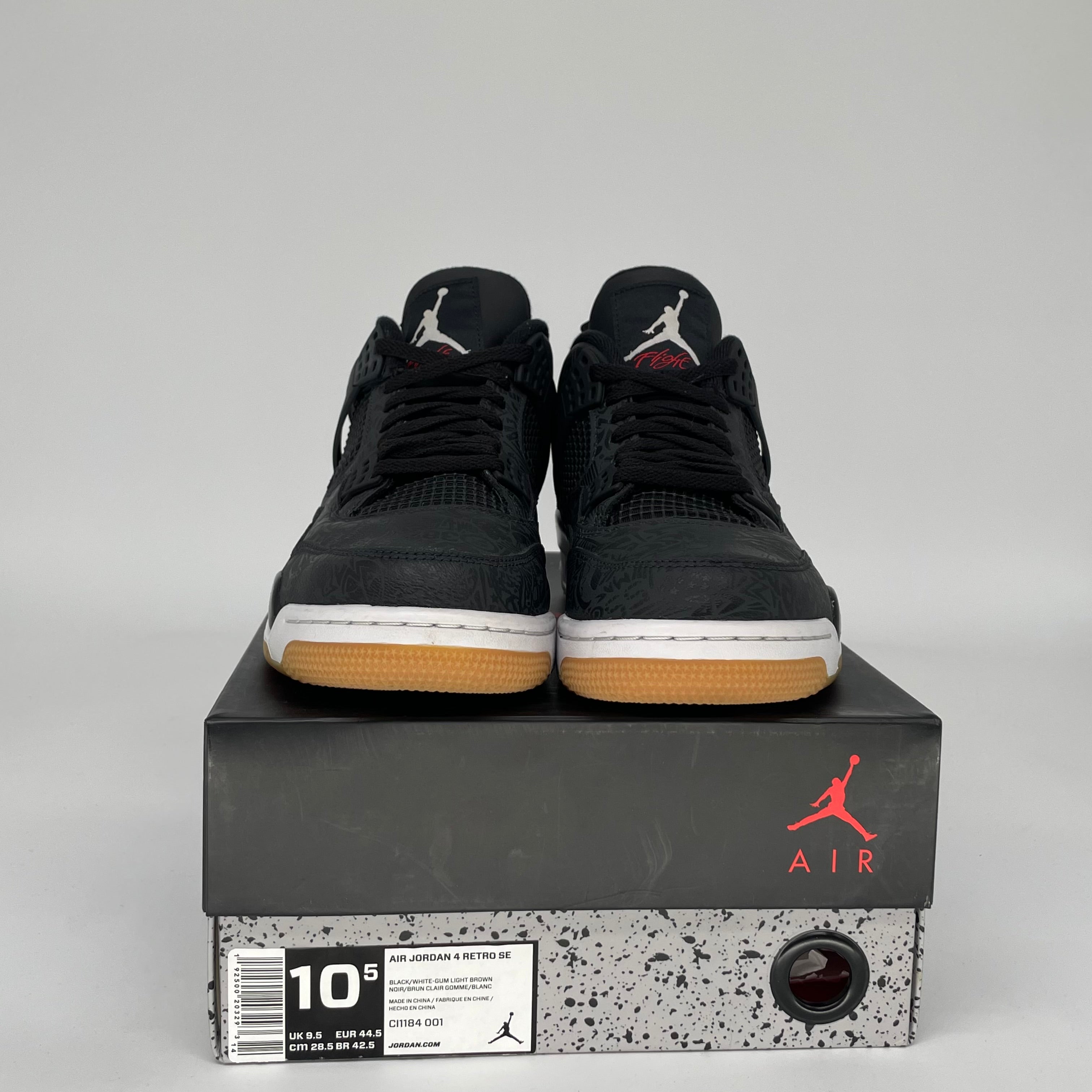 AIR JORDAN 4 LASER BLACK GUM SIZE 10.5 CI1184-001