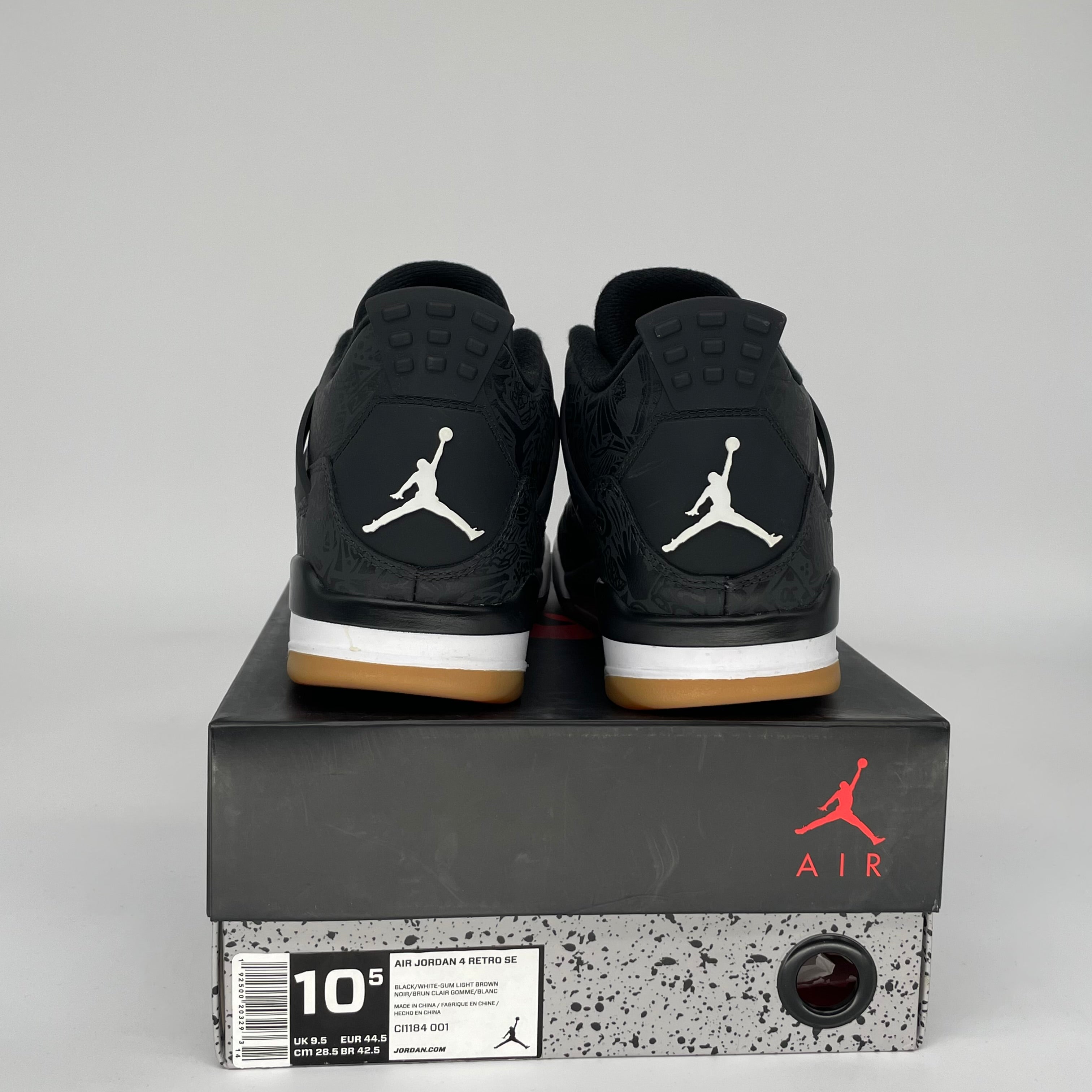 AIR JORDAN 4 LASER BLACK GUM SIZE 10.5 CI1184-001