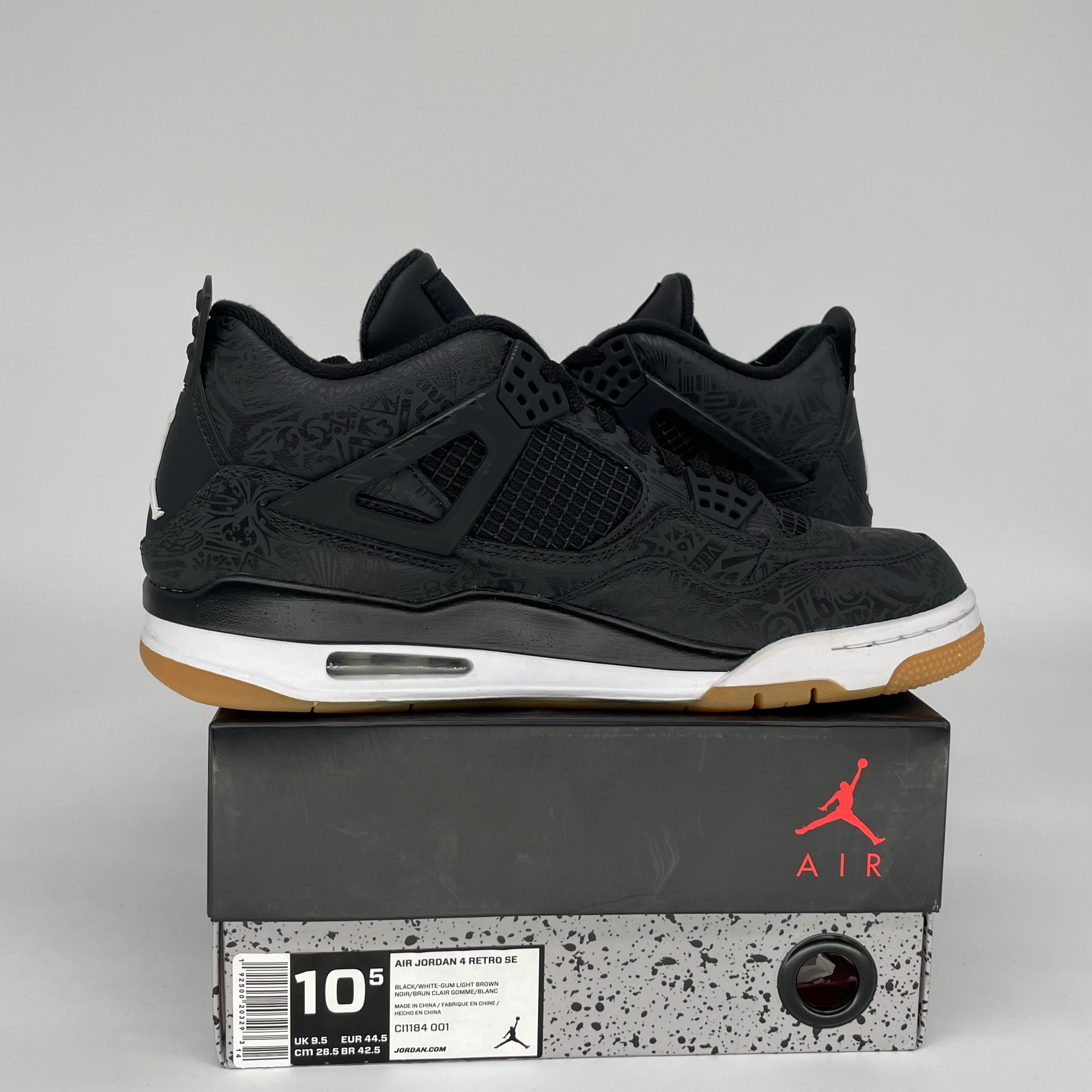 AIR JORDAN 4 LASER BLACK GUM SIZE 10.5 CI1184-001