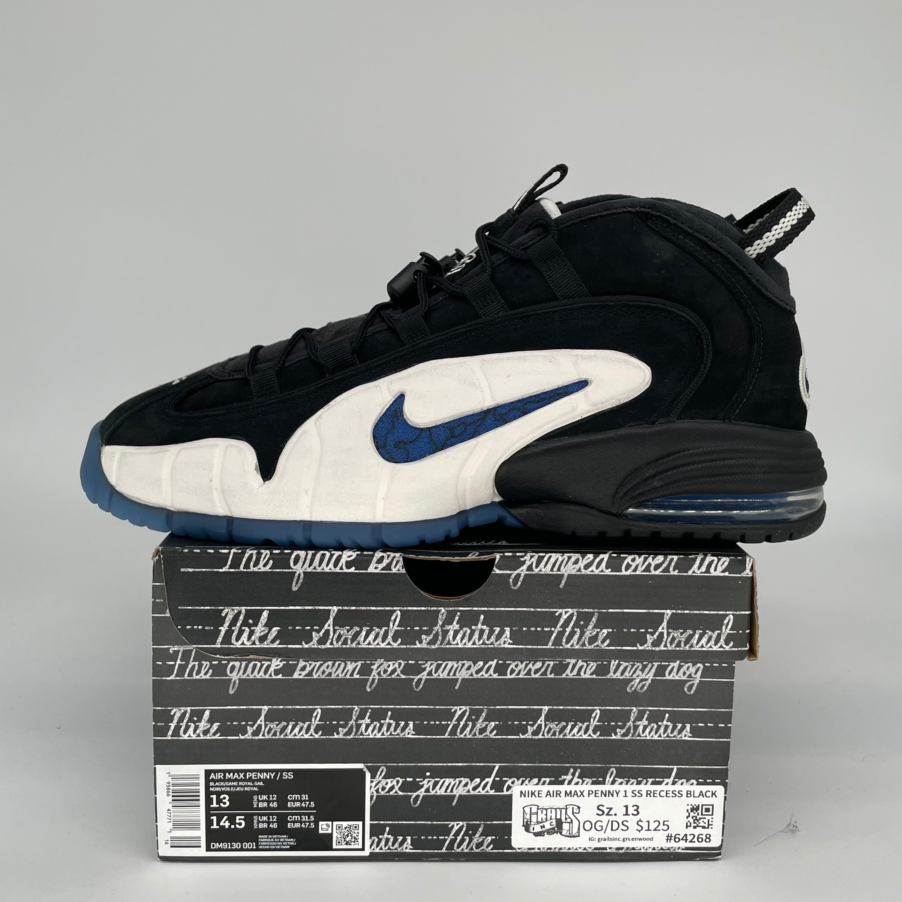 NIKE AIR MAX PENNY 1 SOCIAL STATUS RECESS BLACK SIZE 13 DM9130-001