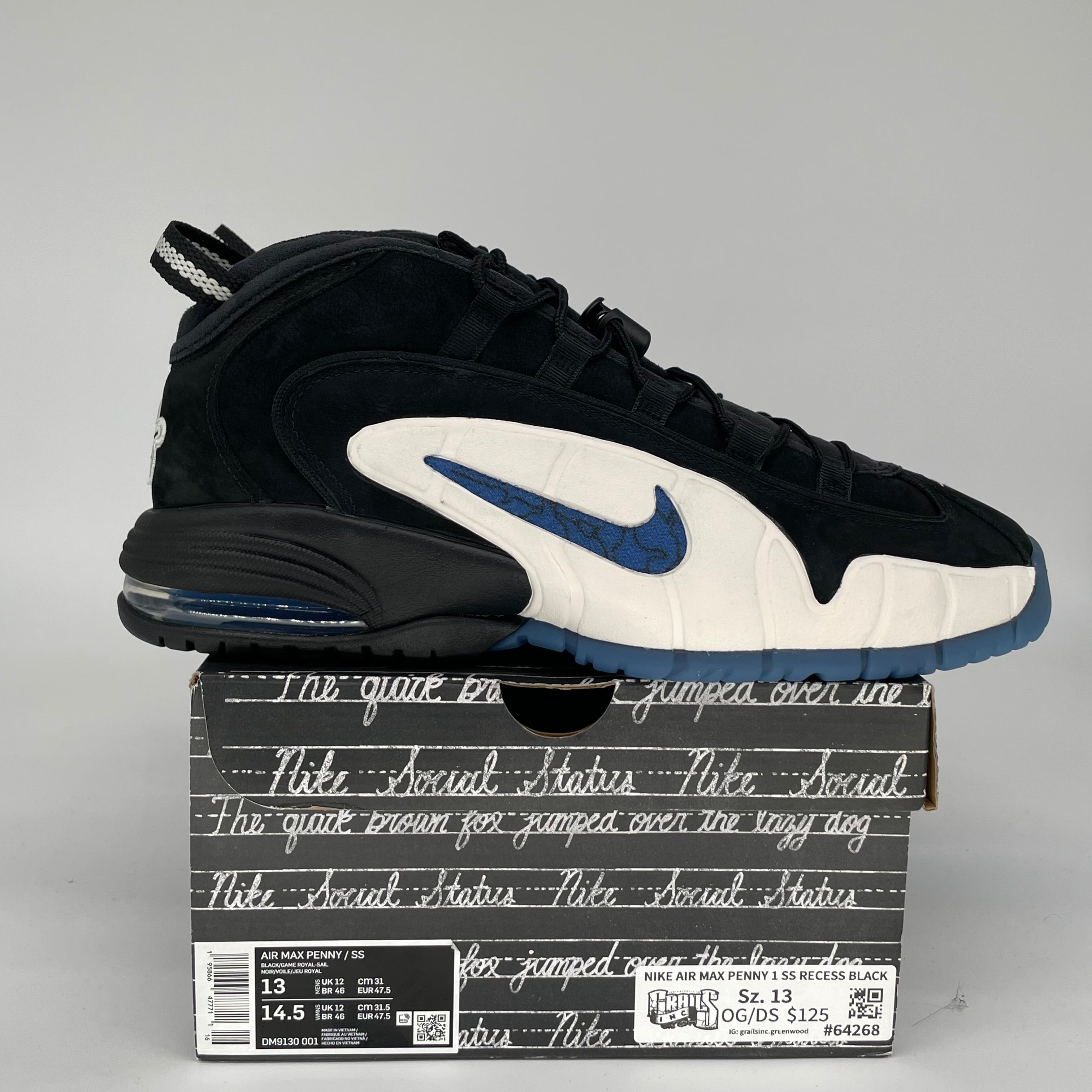 NIKE AIR MAX PENNY 1 SOCIAL STATUS RECESS BLACK SIZE 13 DM9130-001