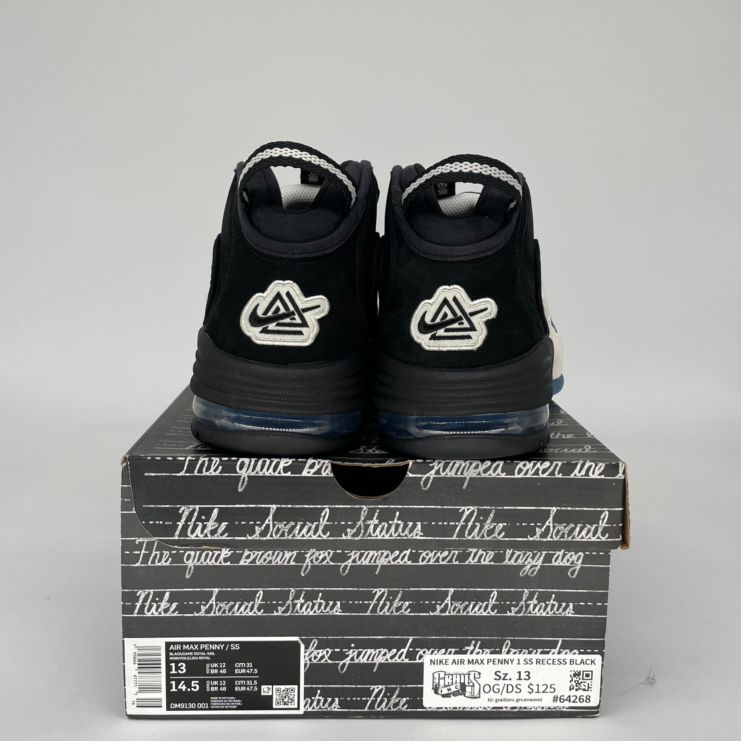 NIKE AIR MAX PENNY 1 SOCIAL STATUS RECESS BLACK SIZE 13 DM9130-001