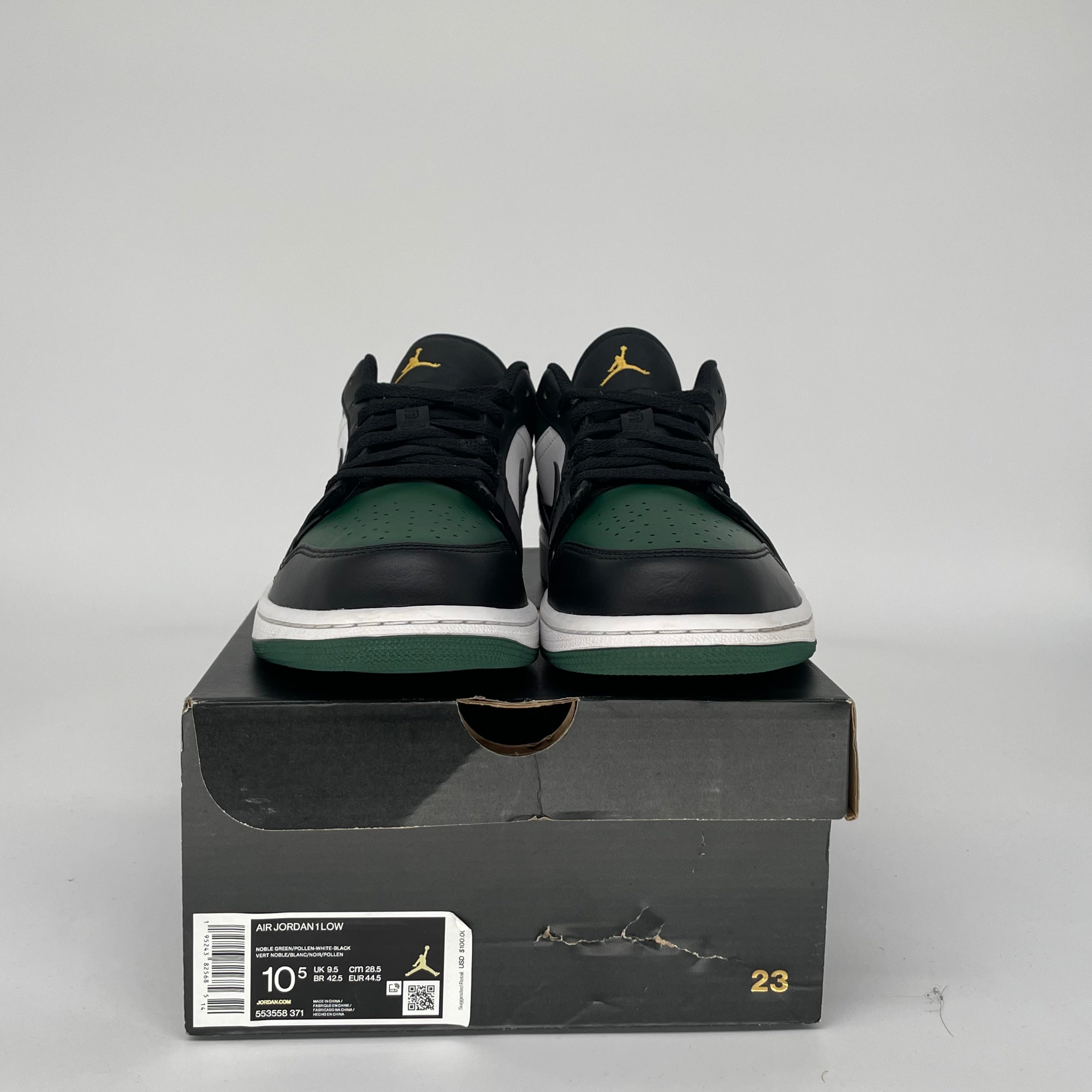 AIR JORDAN 1 LOW GREEN TOE SIZE 10.5 553558-371