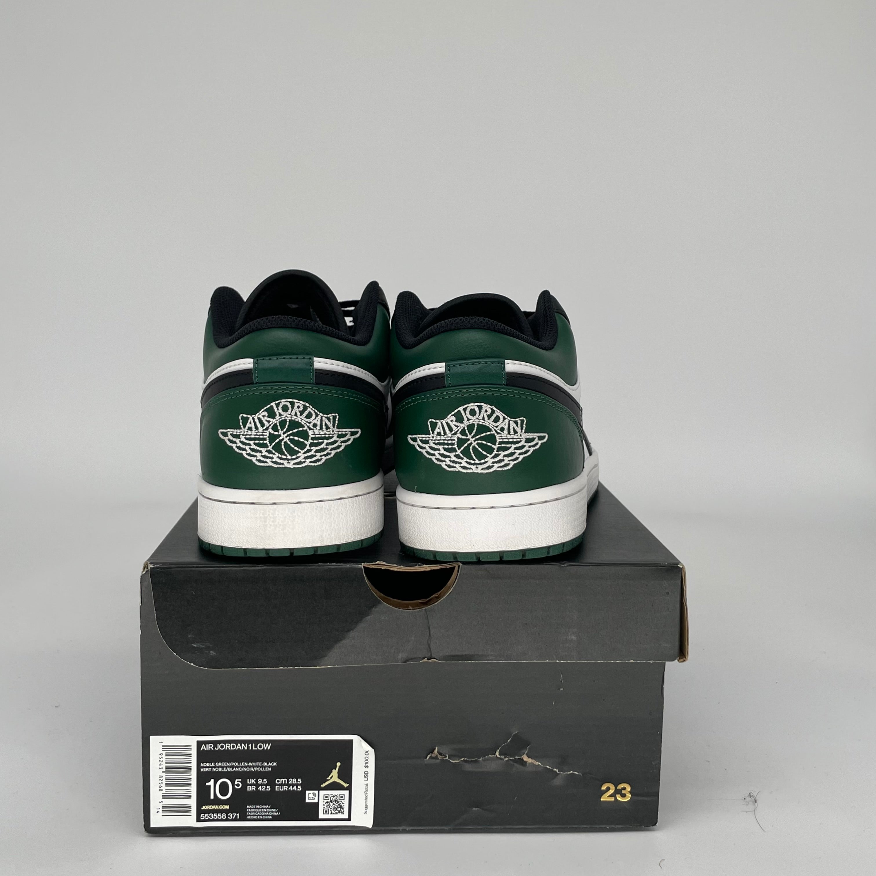 AIR JORDAN 1 LOW GREEN TOE SIZE 10.5 553558-371