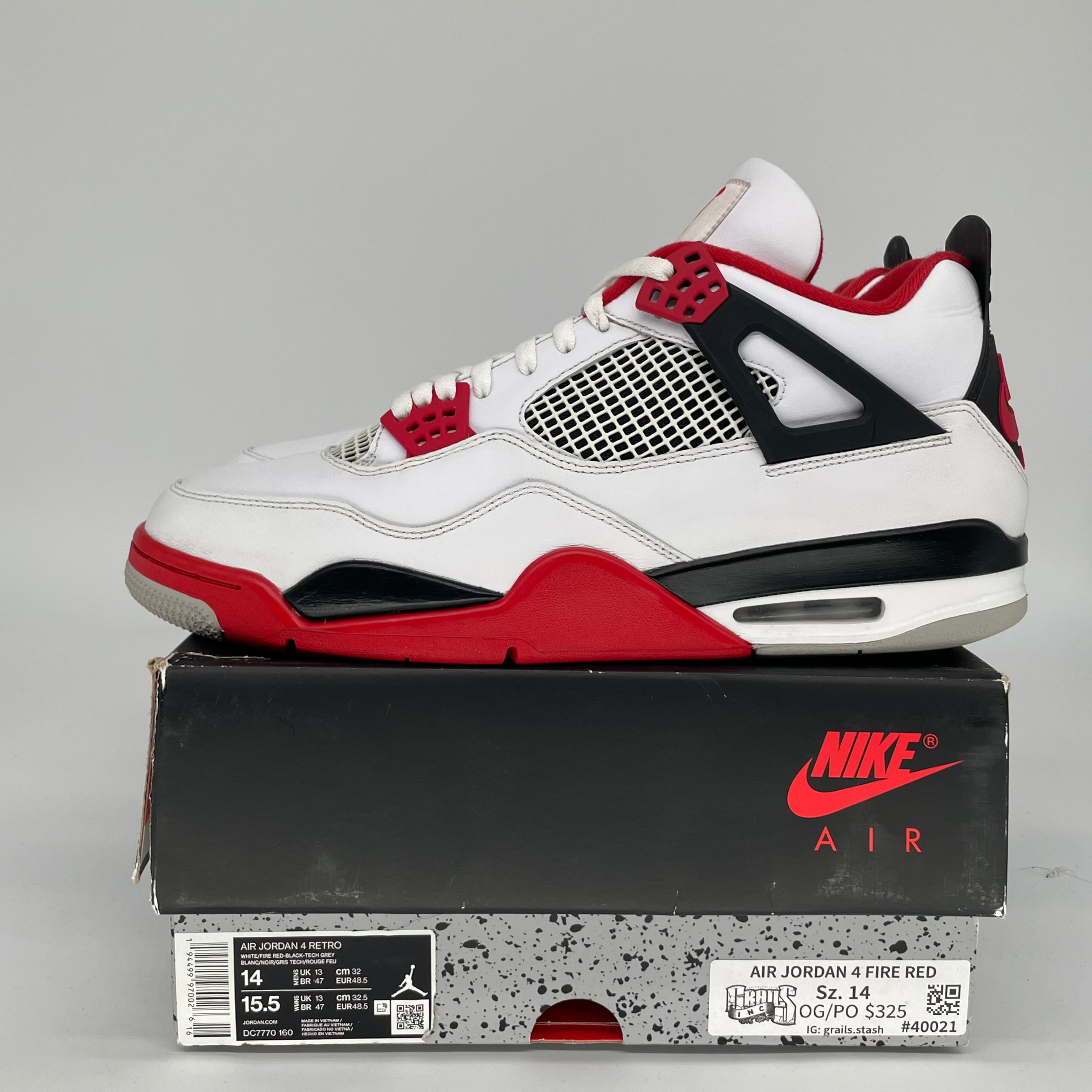 AIR JORDAN 4 FIRE RED SIZE 14 DC7770-160