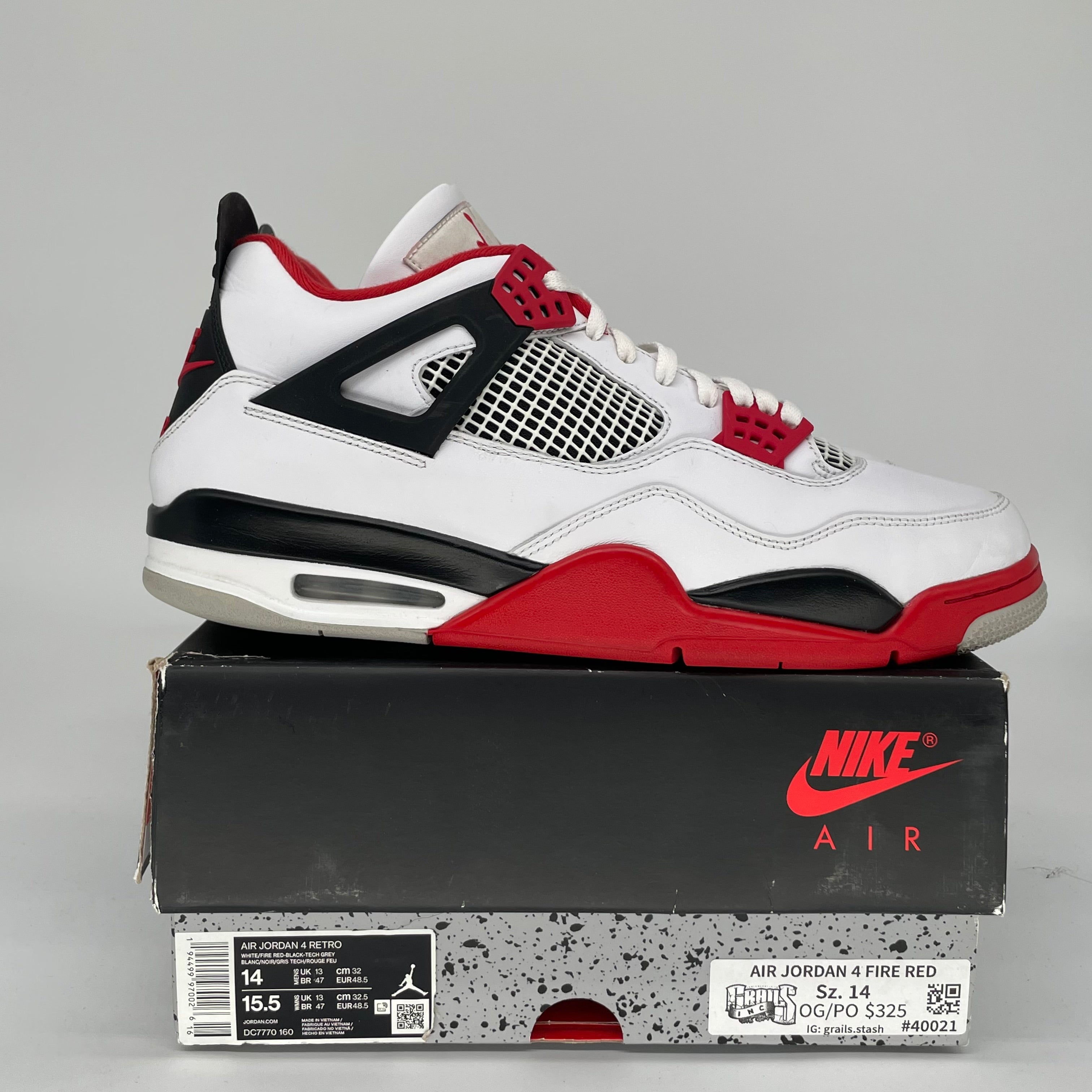 AIR JORDAN 4 FIRE RED SIZE 14 DC7770-160