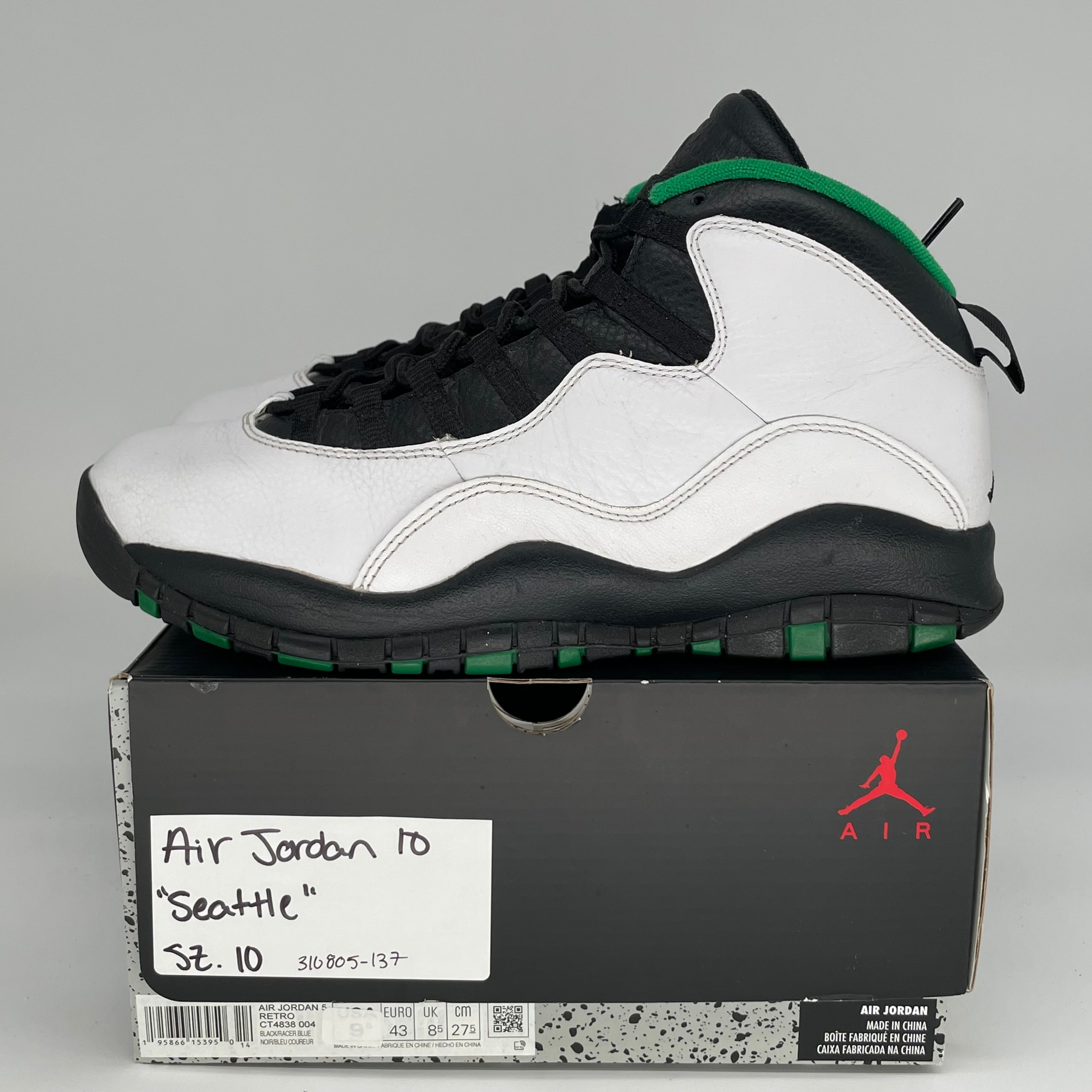 AIR JORDAN 10 SEATTLE SIZE 10 310805-137