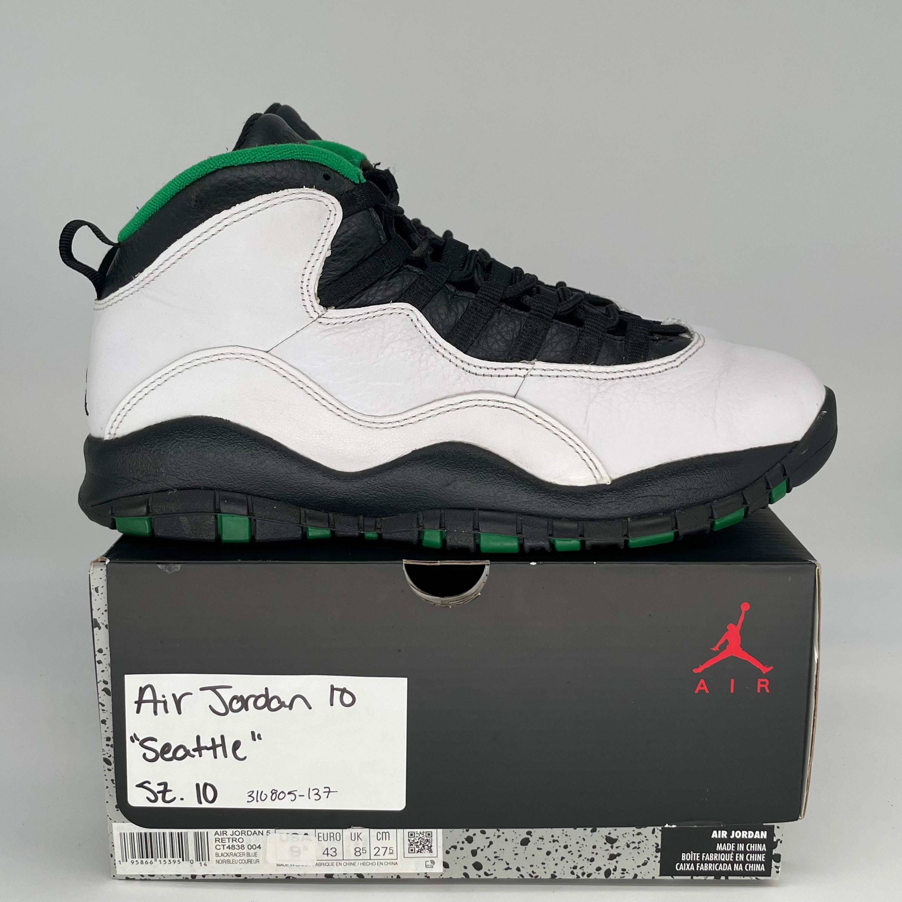 AIR JORDAN 10 SEATTLE SIZE 10 310805-137