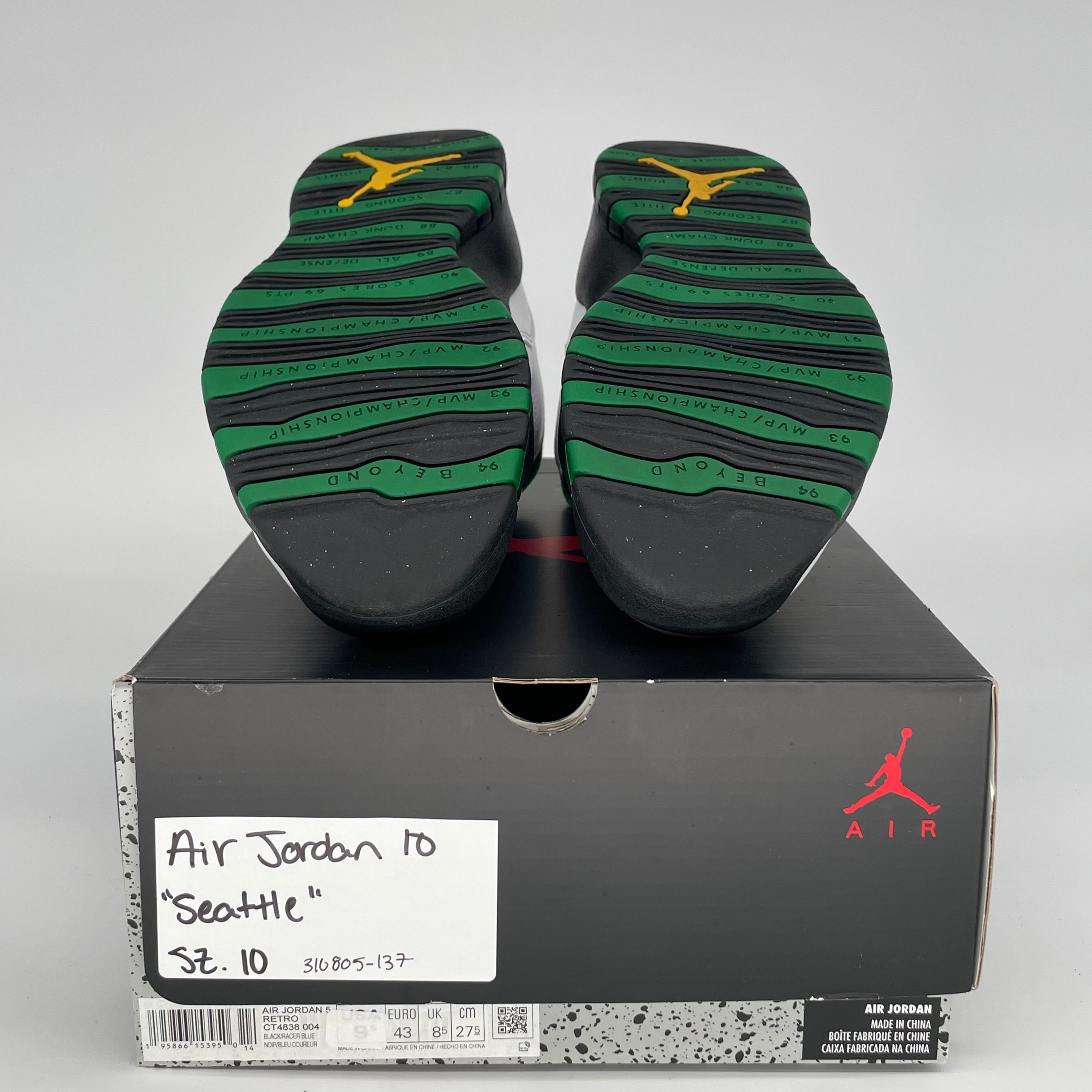 AIR JORDAN 10 SEATTLE SIZE 10 310805-137