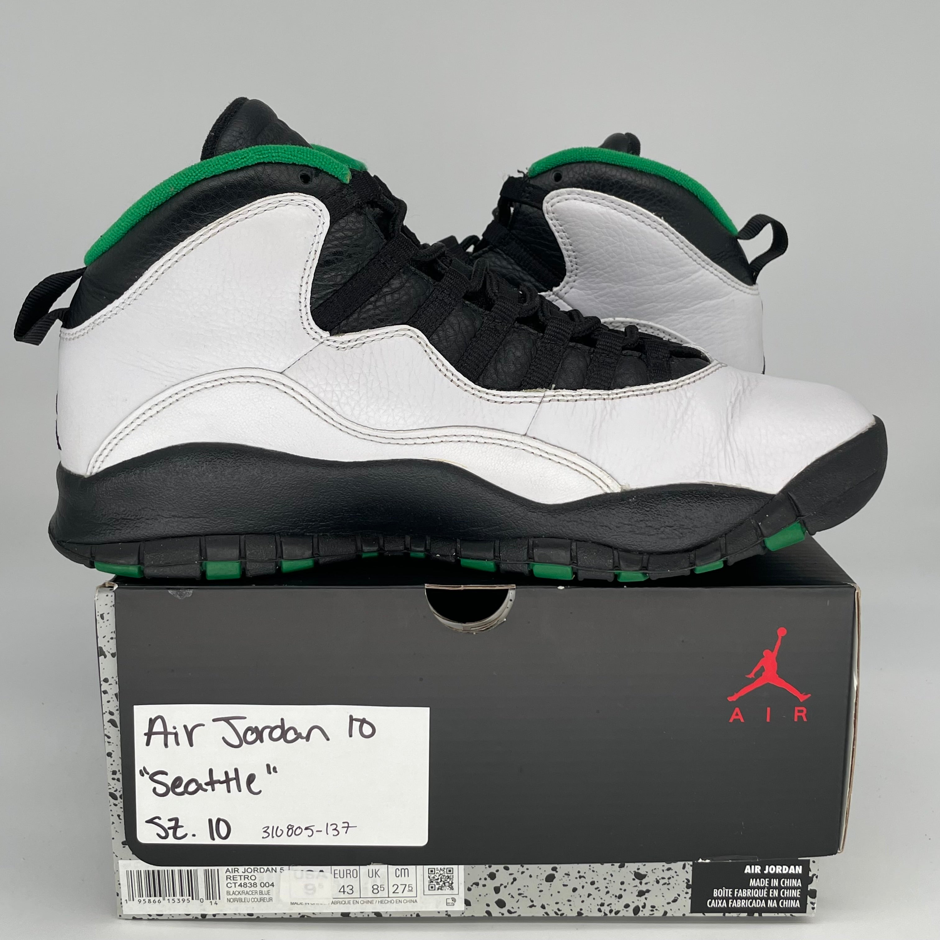 AIR JORDAN 10 SEATTLE SIZE 10 310805-137