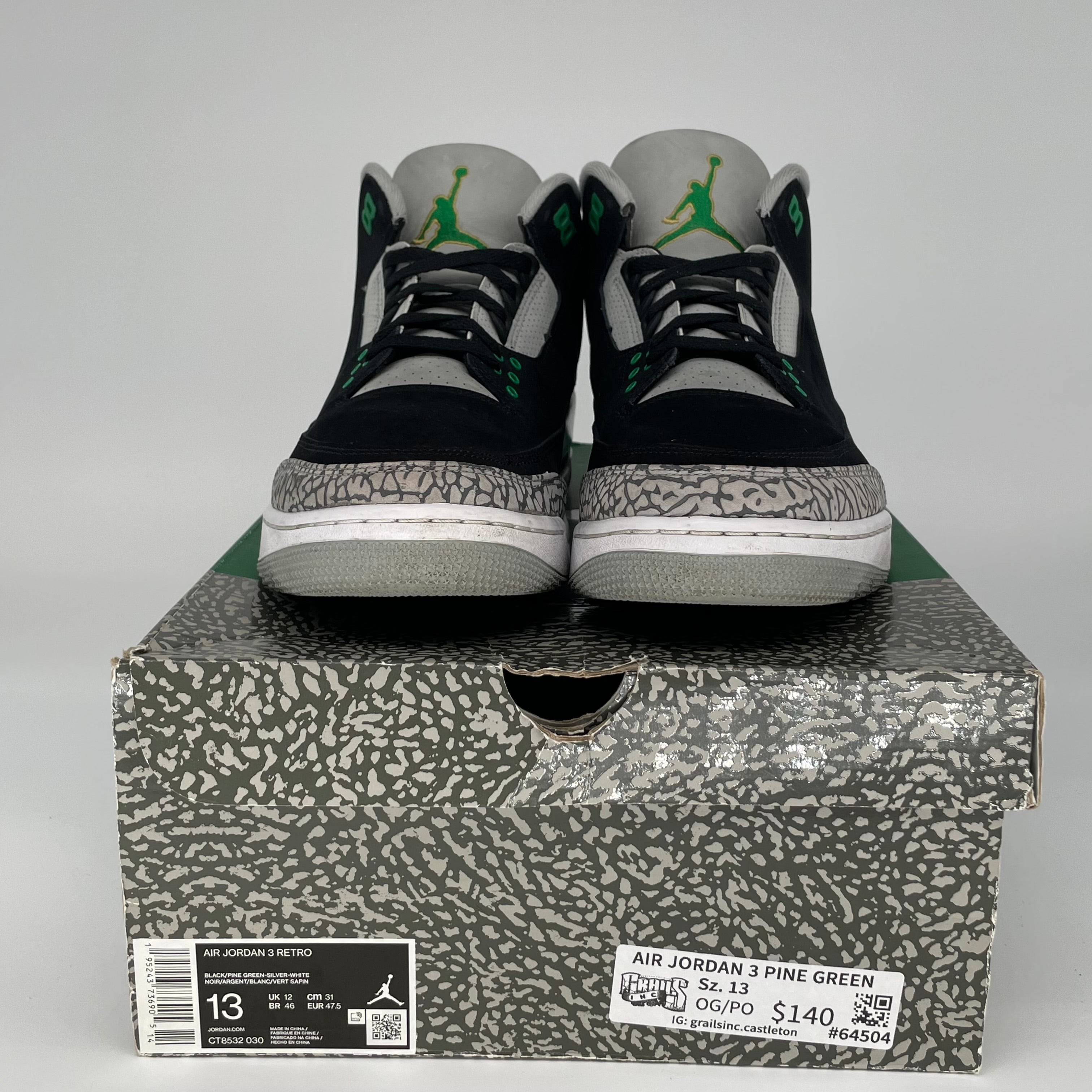 AIR JORDAN 3 PINE GREEN SIZE 13 CT8532-030