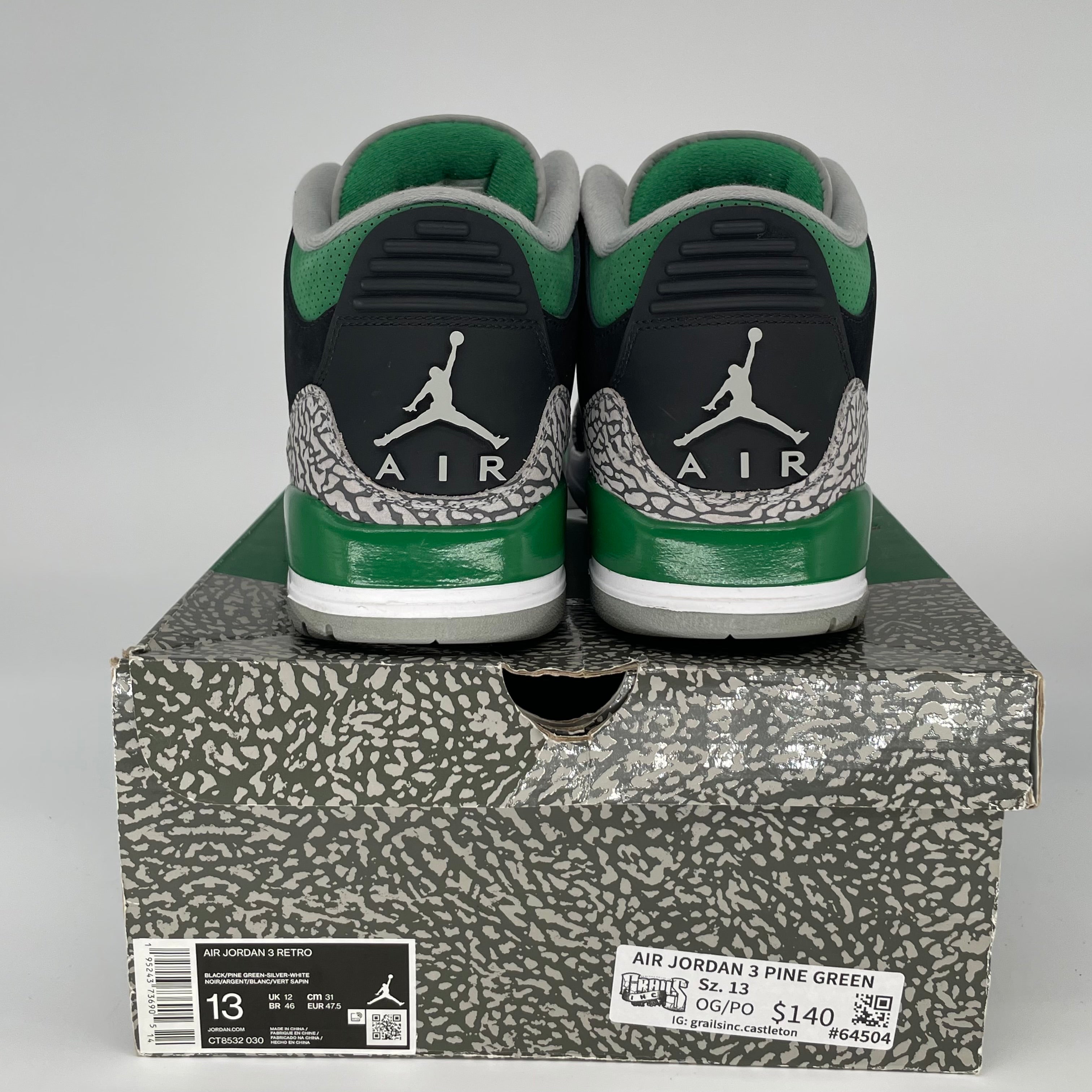 AIR JORDAN 3 PINE GREEN SIZE 13 CT8532-030