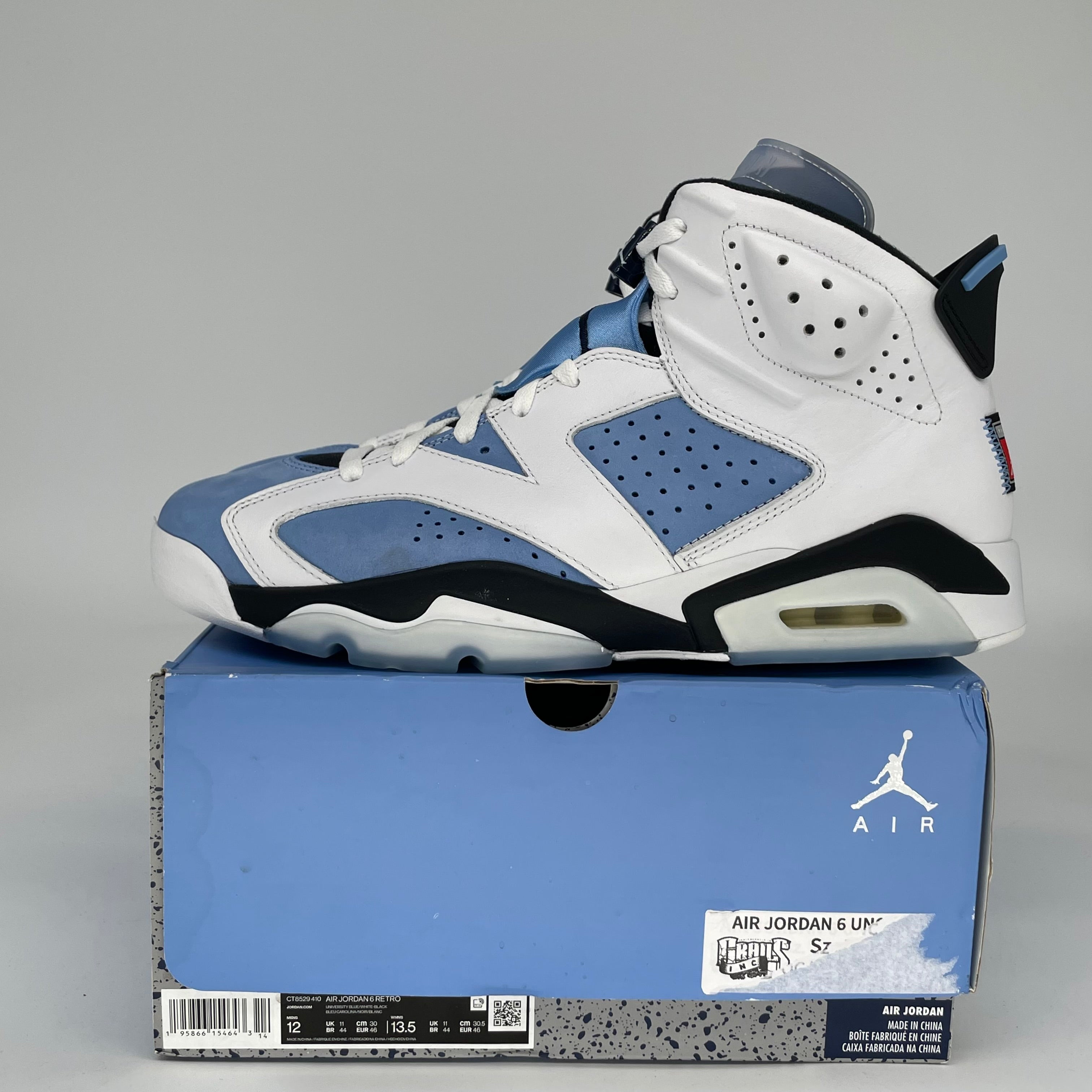 AIR JORDAN 6 UNC WHITE SIZE 12 CT8529-410