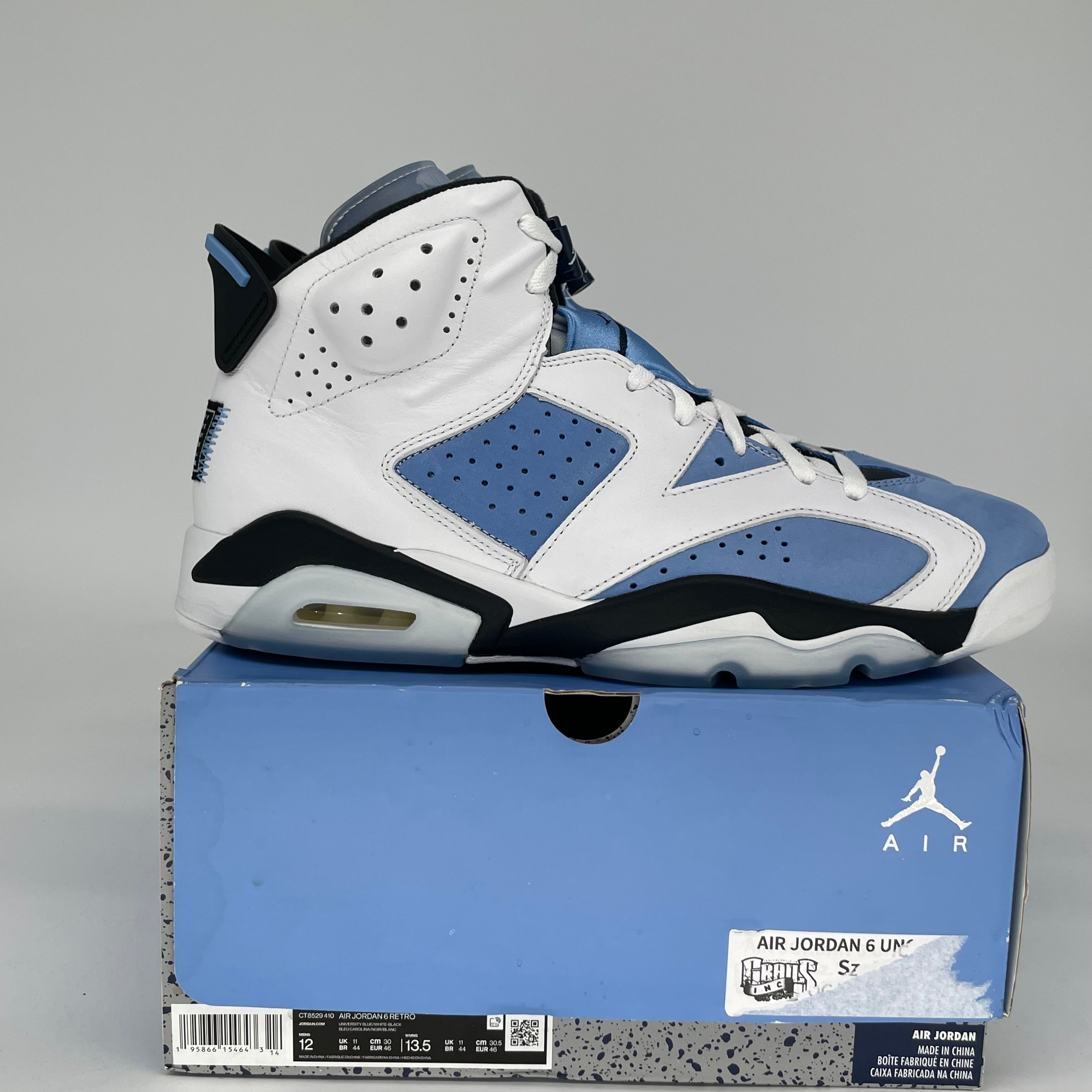 AIR JORDAN 6 UNC WHITE SIZE 12 CT8529-410