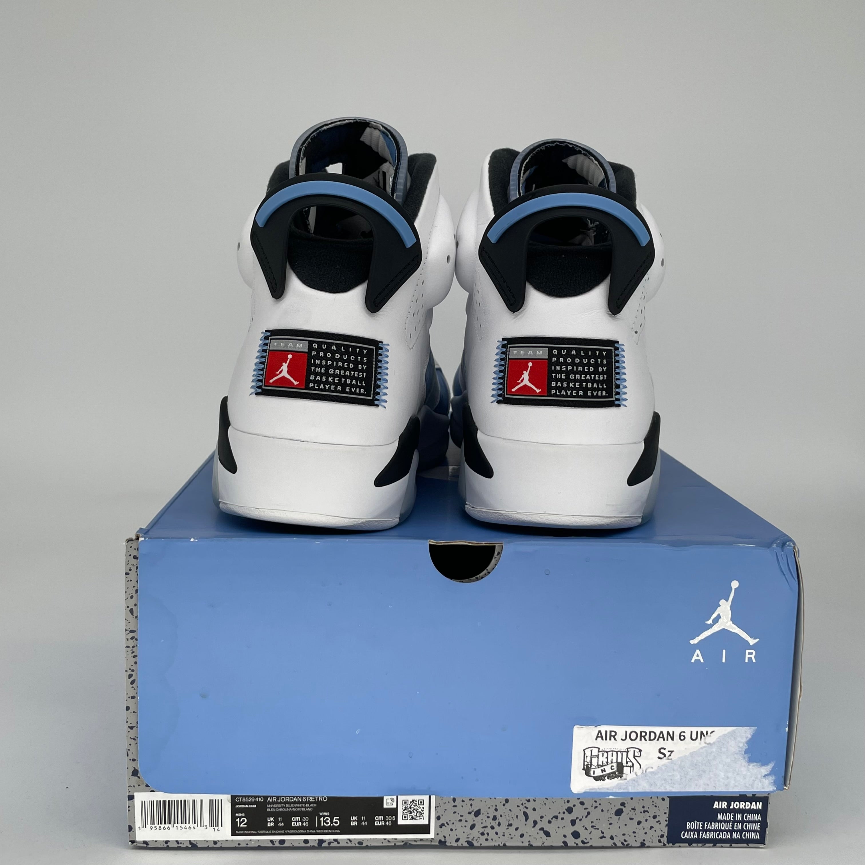 AIR JORDAN 6 UNC WHITE SIZE 12 CT8529-410