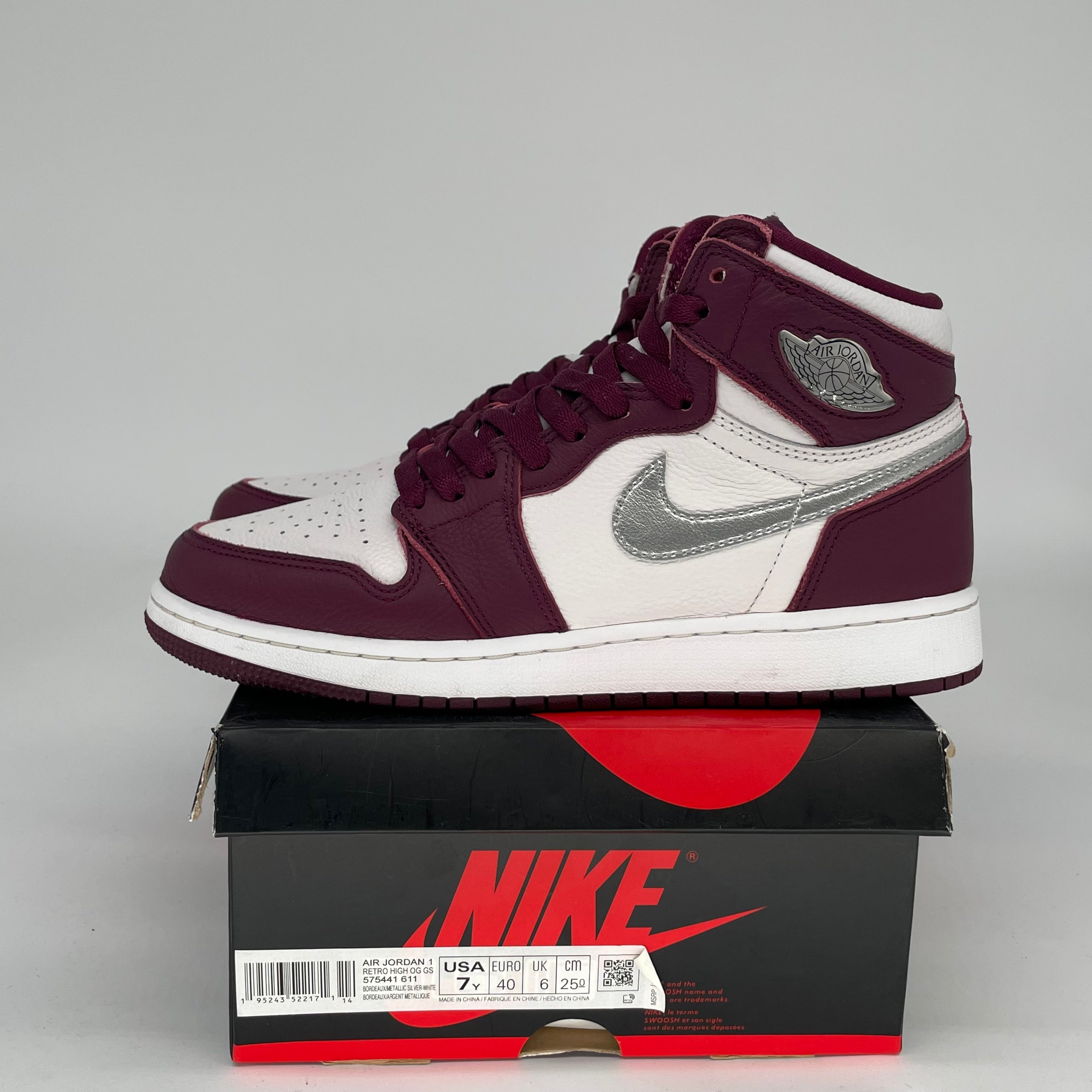 AIR JORDAN 1 BORDEAUX SIZE 7Y 575441-611