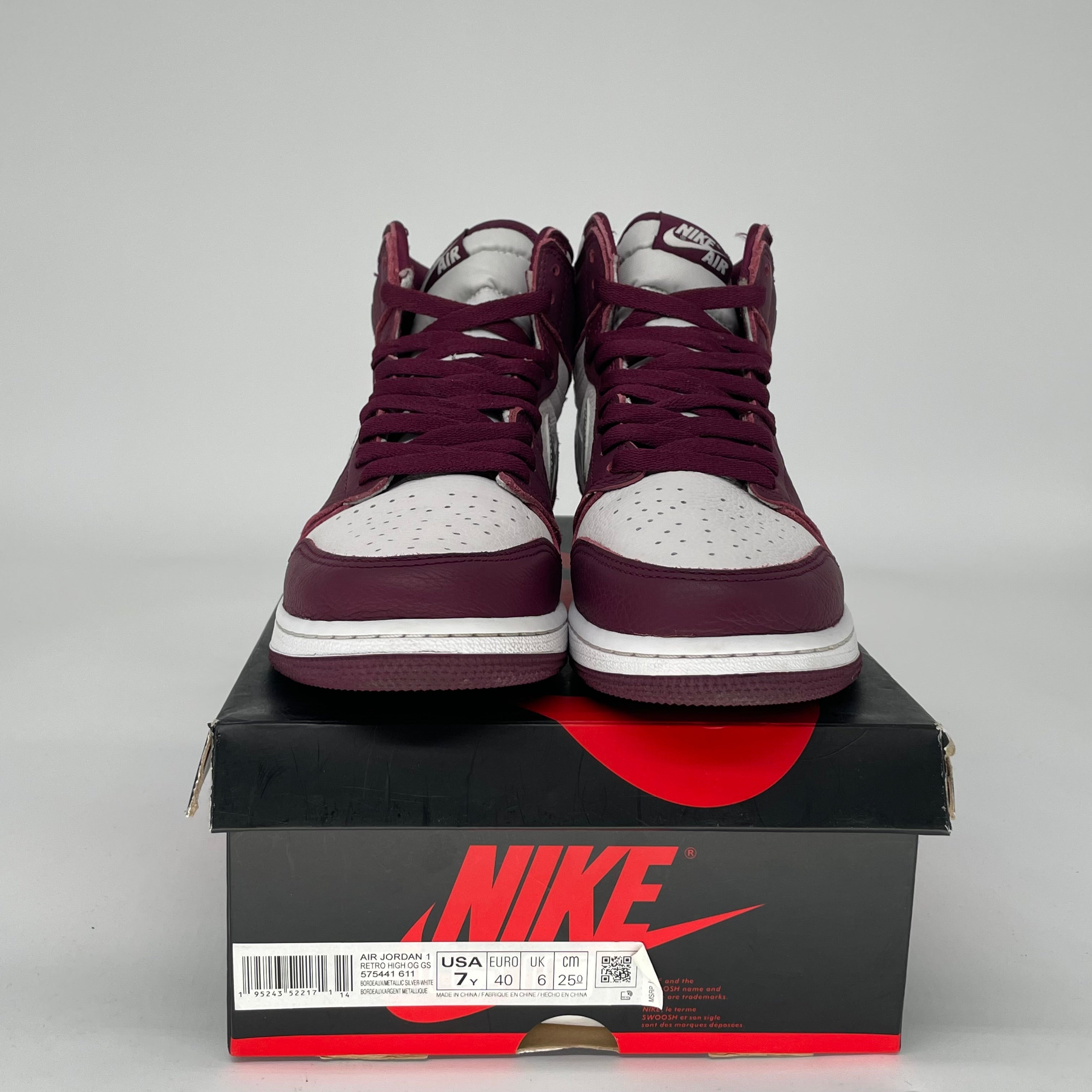 AIR JORDAN 1 BORDEAUX SIZE 7Y 575441-611