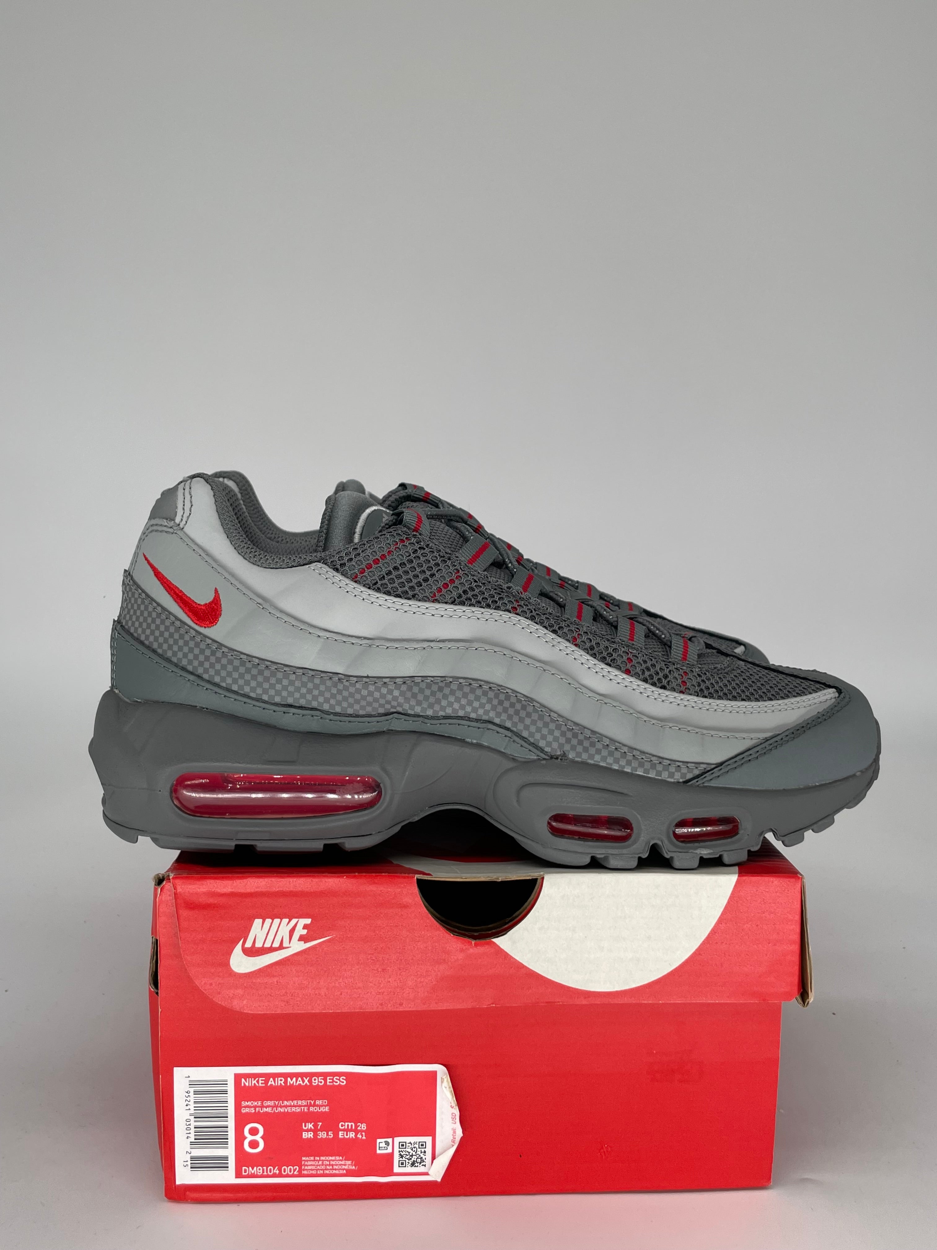 NIKE AIR MAX 95 GREY RED SIZE 8 DM9104-002