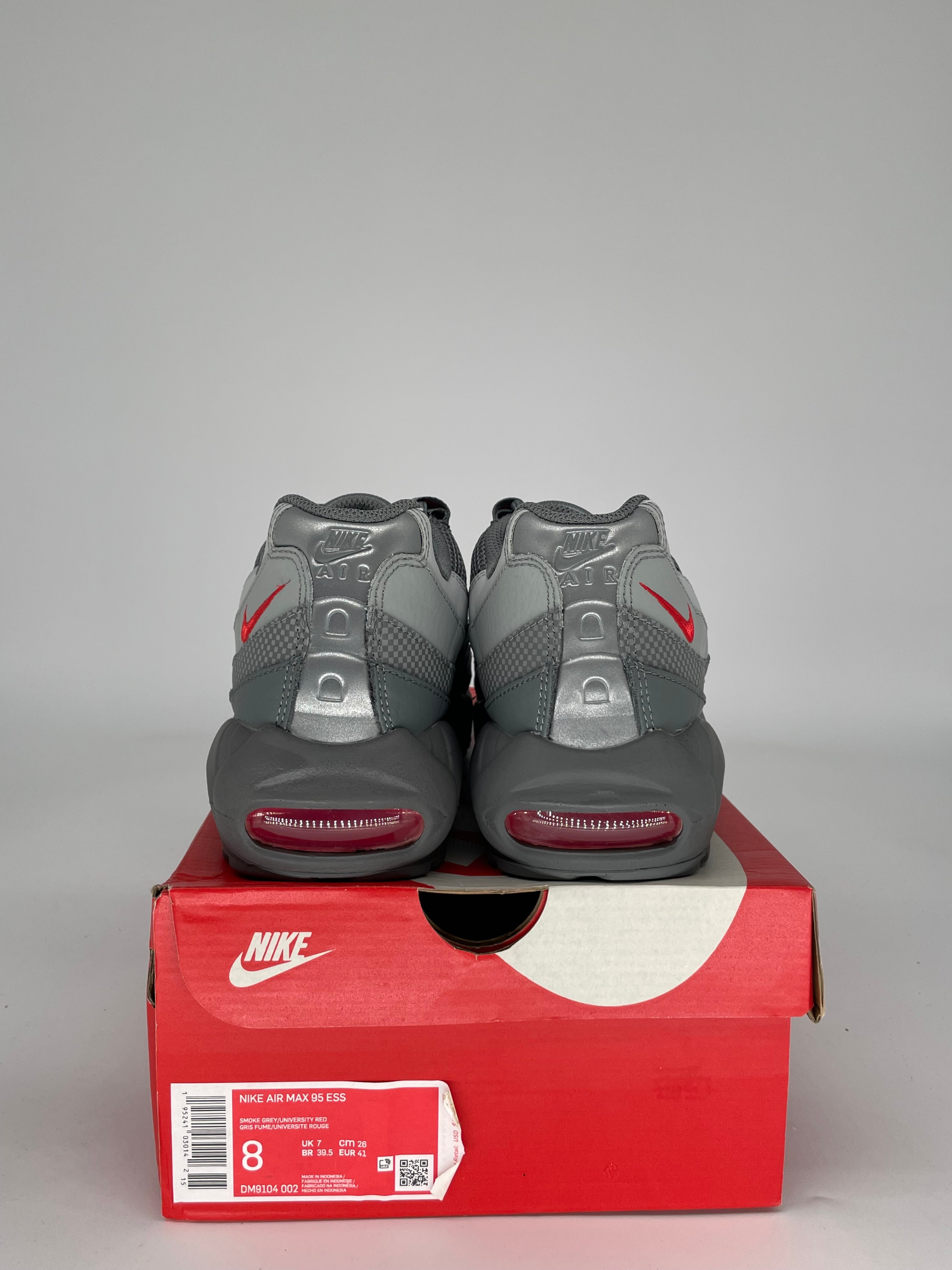 NIKE AIR MAX 95 GREY RED SIZE 8 DM9104-002