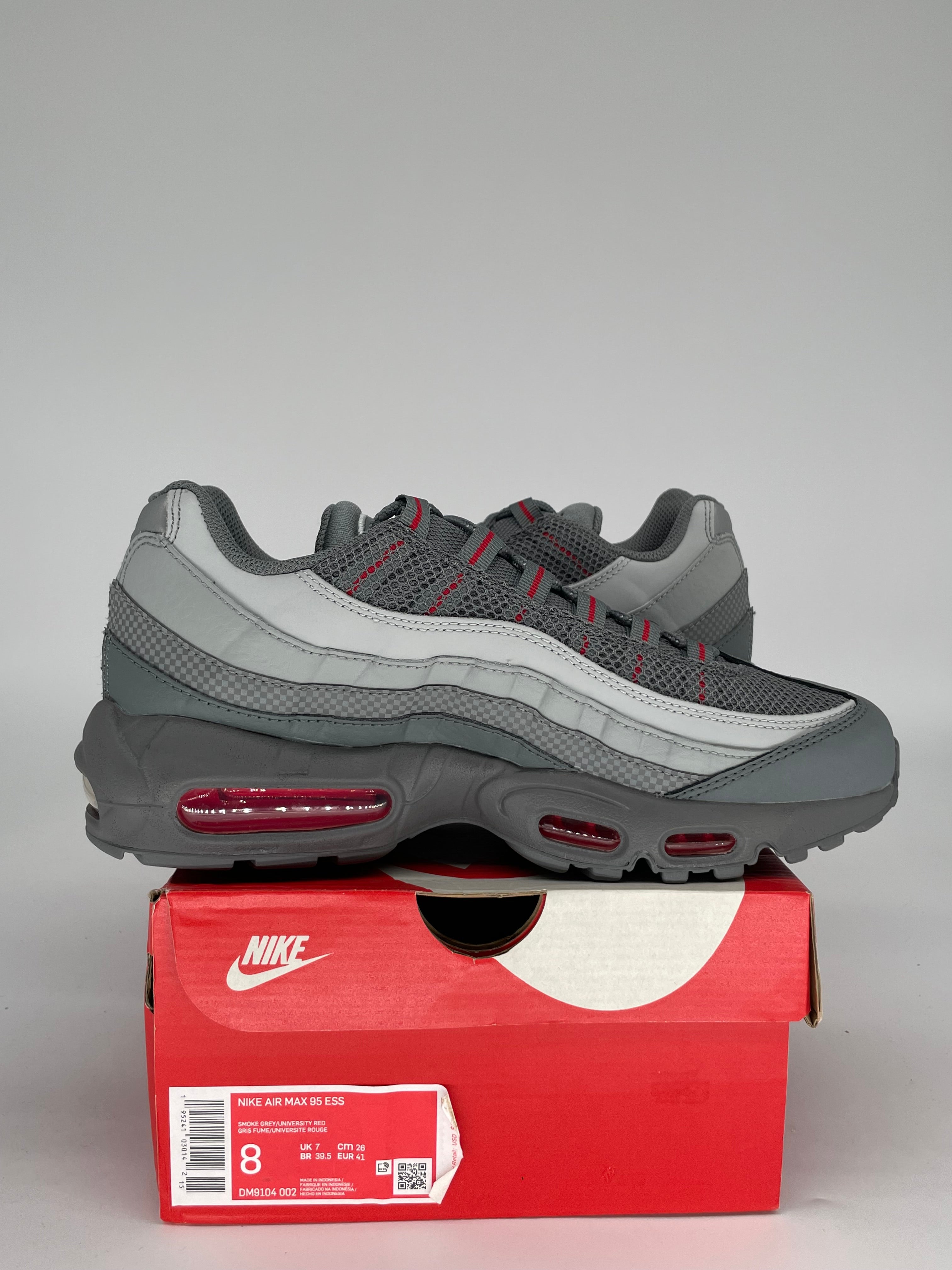 NIKE AIR MAX 95 GREY RED SIZE 8 DM9104-002