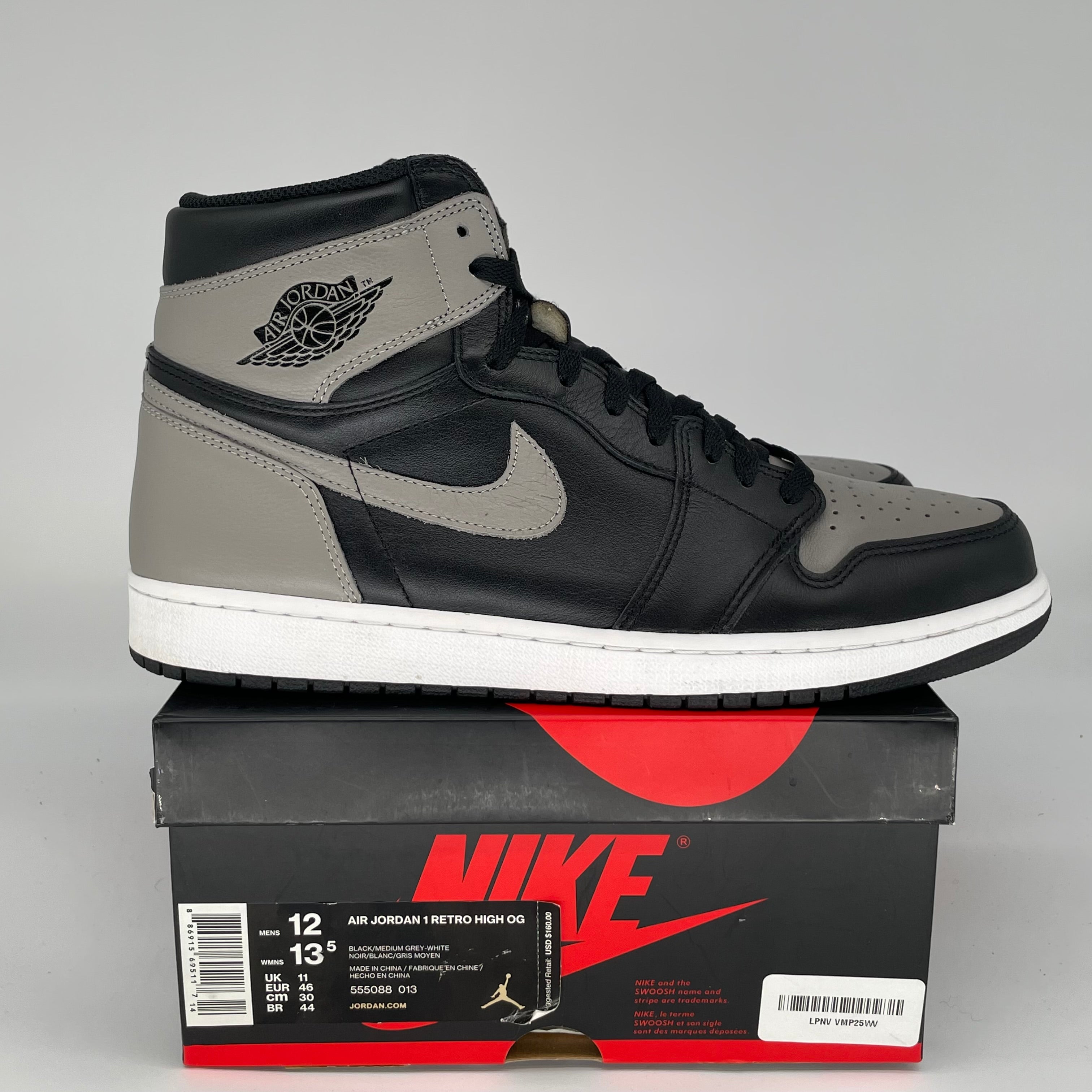 AIR JORDAN 1 SHADOW SIZE 12 555088-013