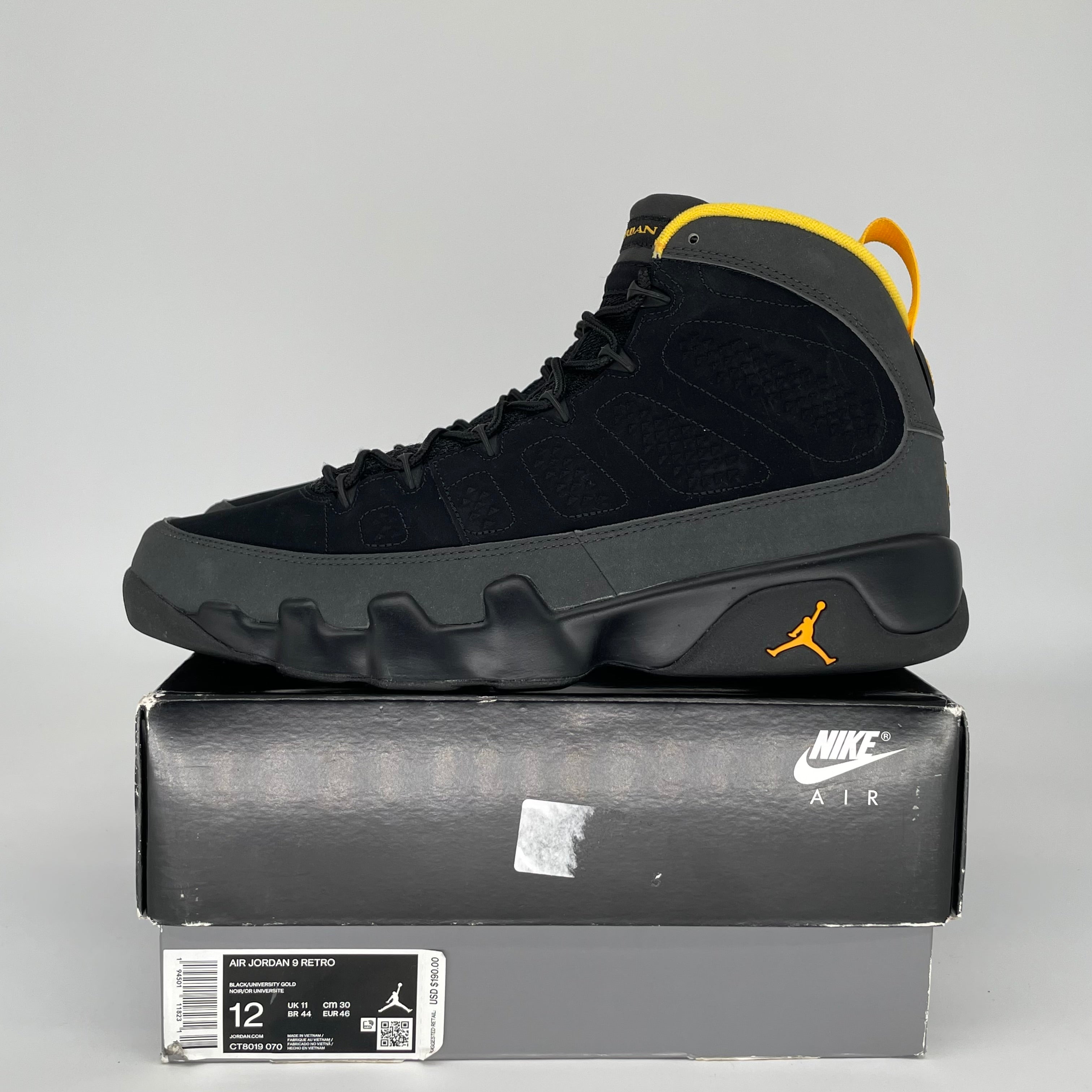 AIR JORDAN 9 UNIVERSITY GOLD SIZE 12 CT8019-070