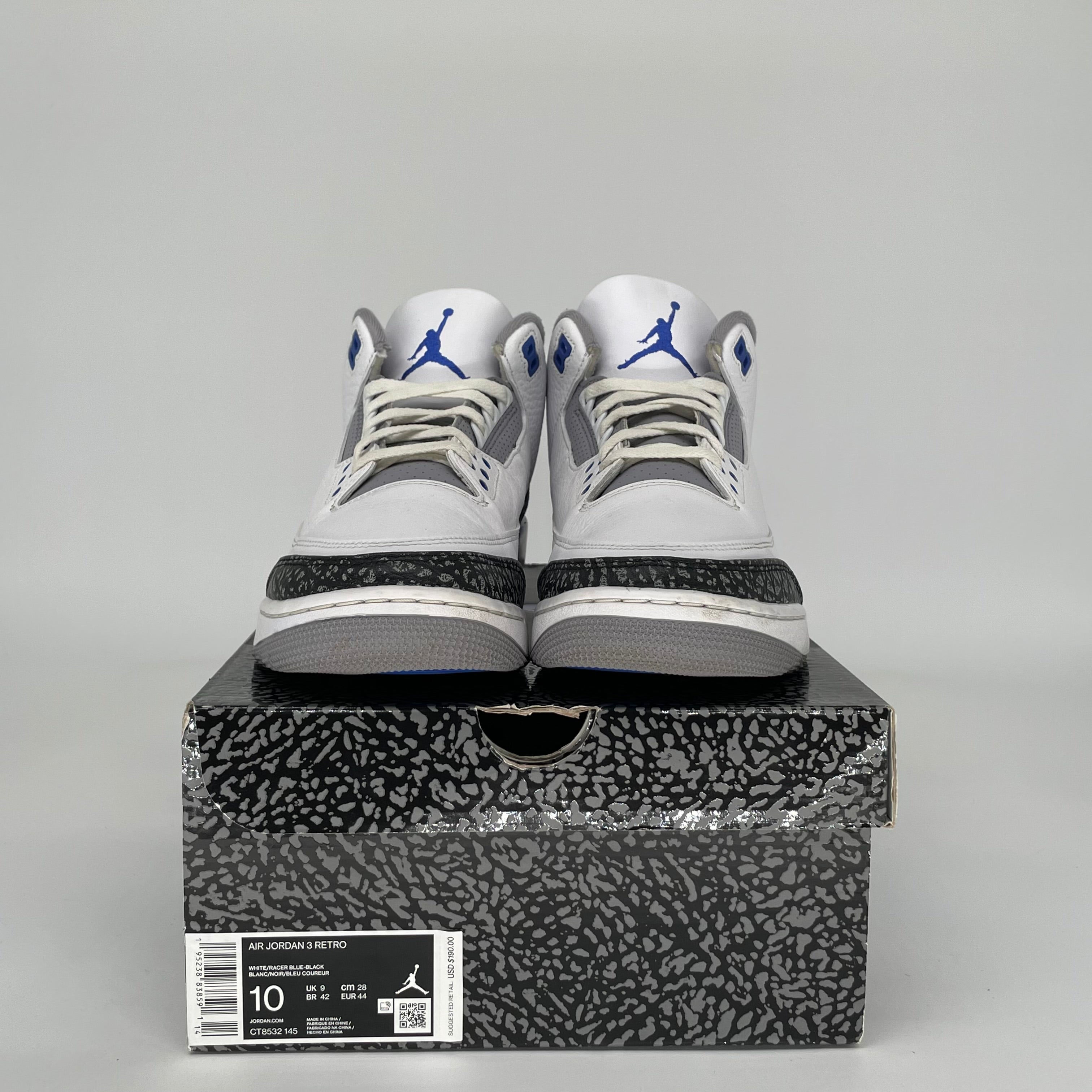 AIR JORDAN 3 RACER BLUE SIZE 10 CT8532-145