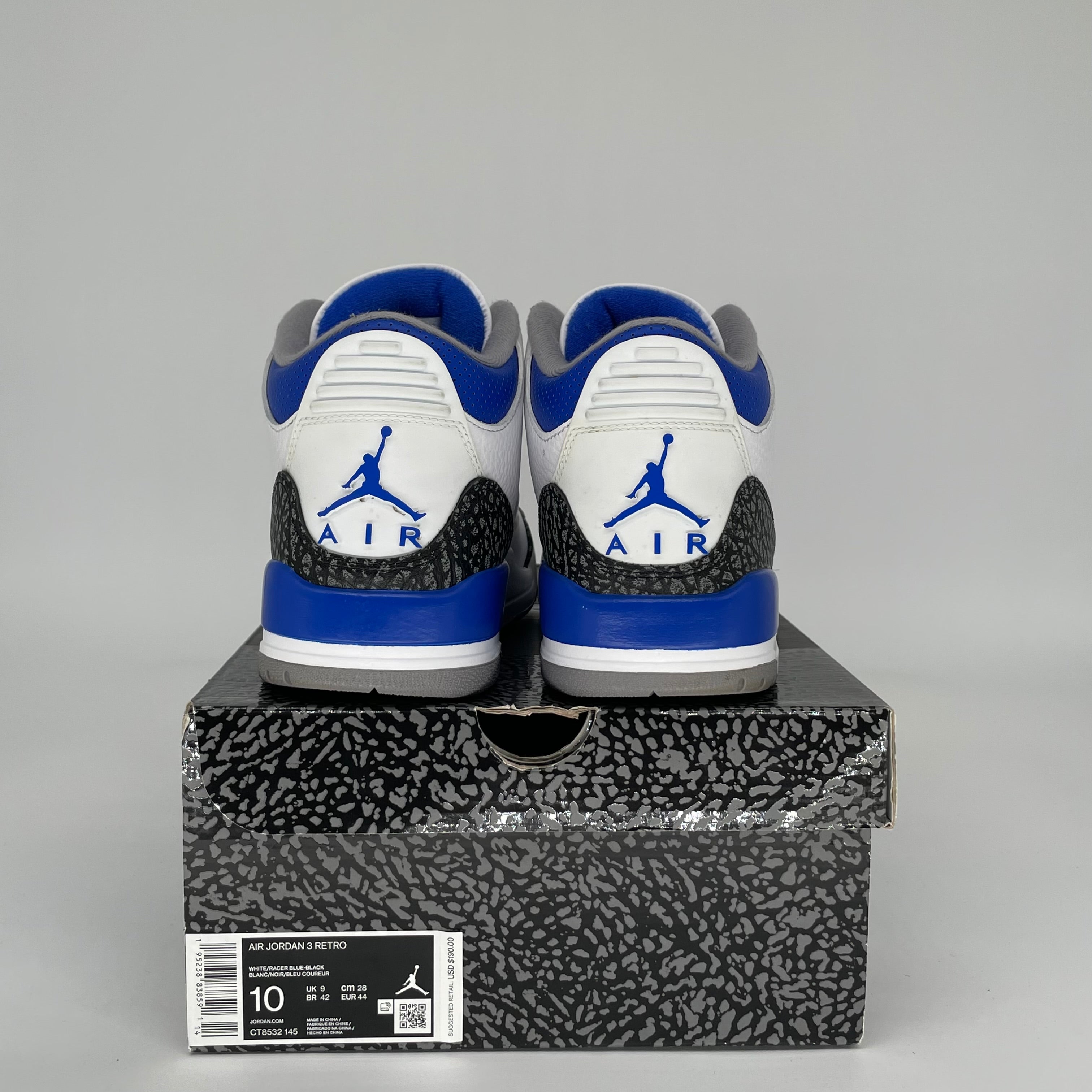 AIR JORDAN 3 RACER BLUE SIZE 10 CT8532-145