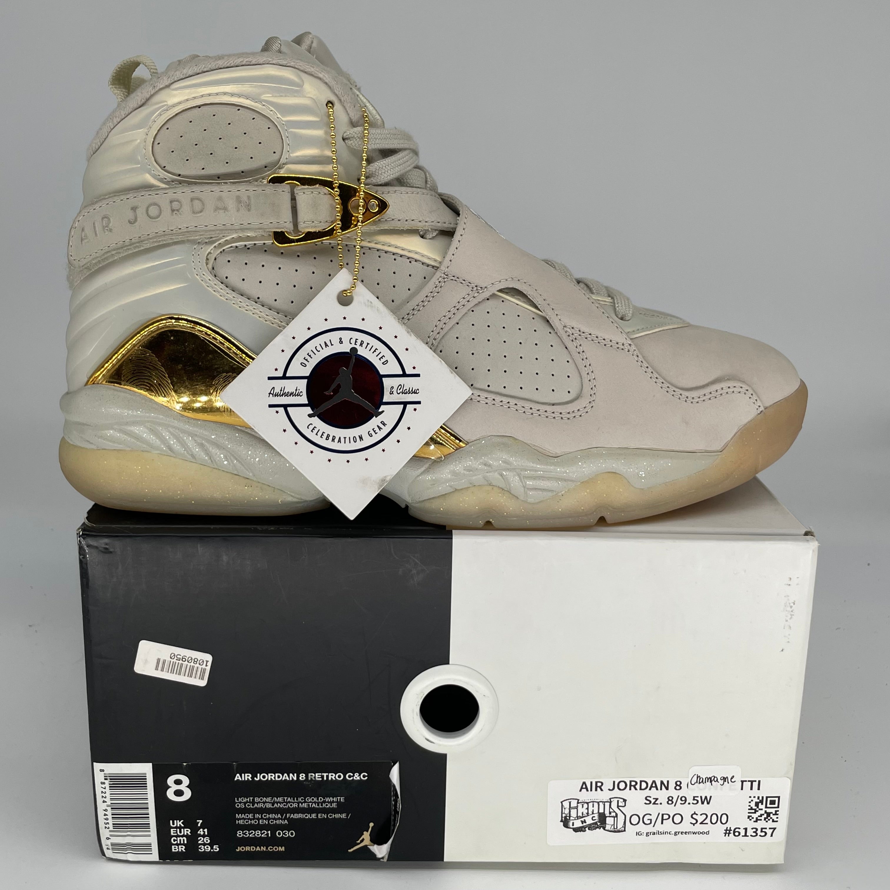 AIR JORDAN 8 CHAMPAGNE SIZE 8 832821-030