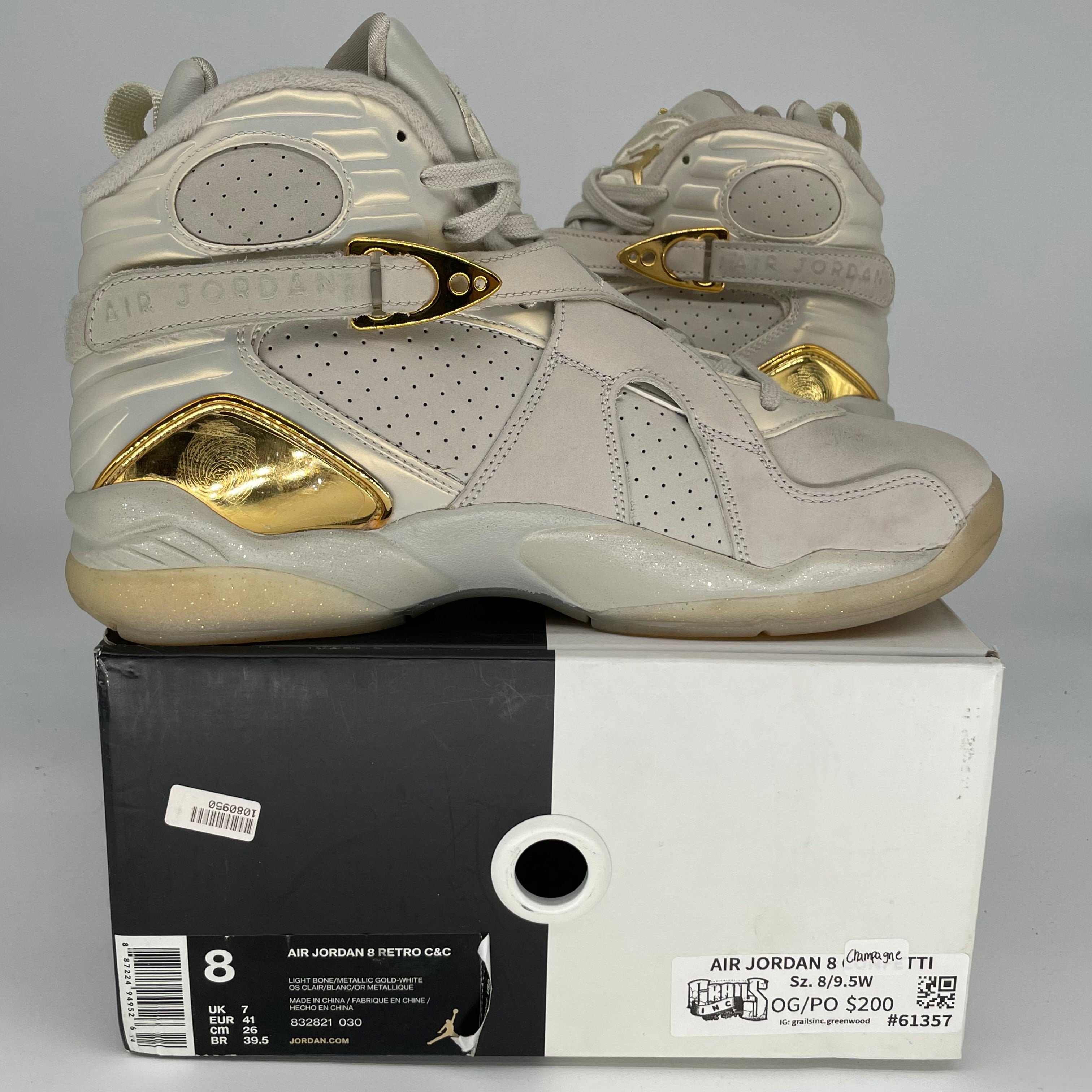 AIR JORDAN 8 CHAMPAGNE SIZE 8 832821-030