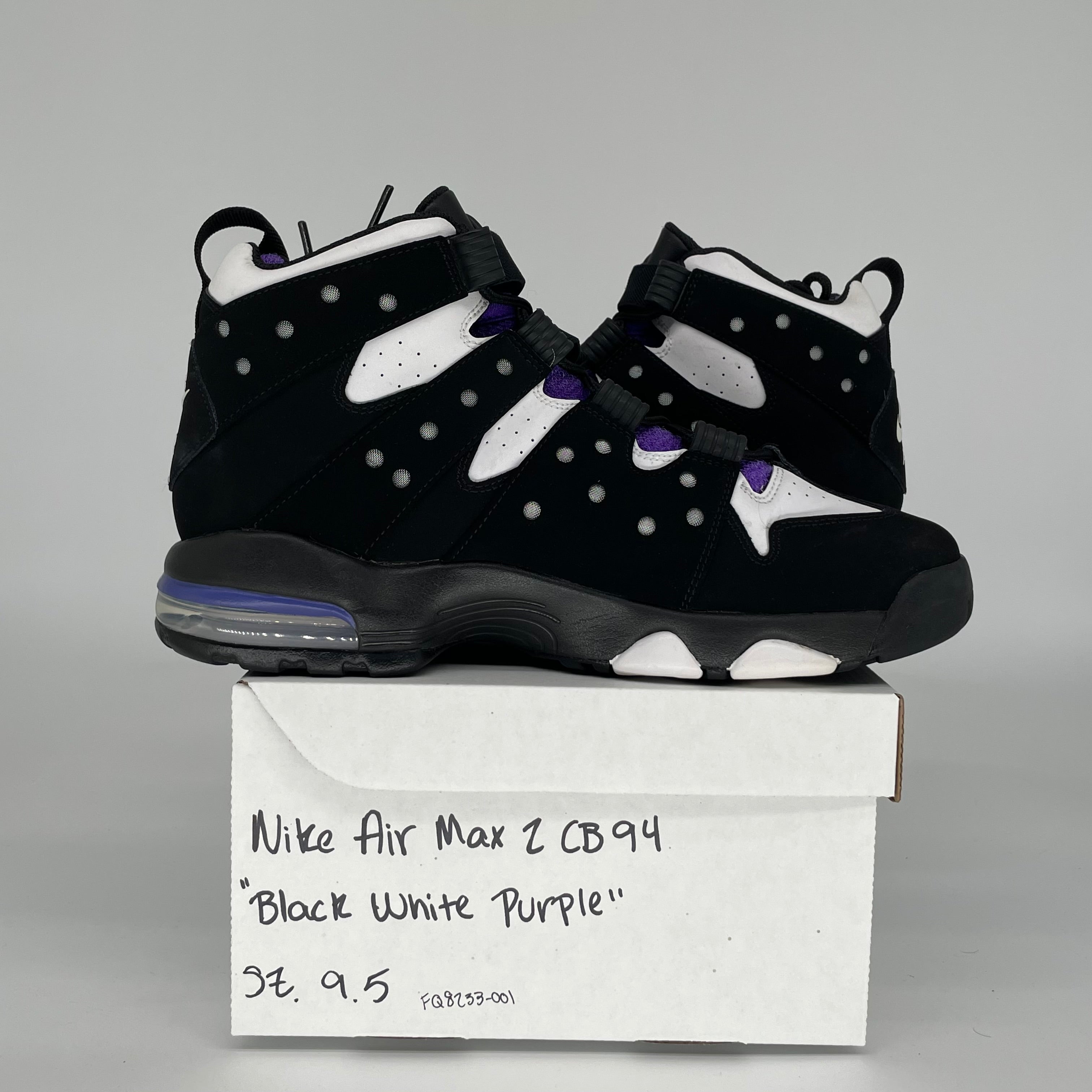 NIKE AIR MAX 2 CB 94 BLACK WHITE PURPLE SIZE 9.5 FQ8233-001