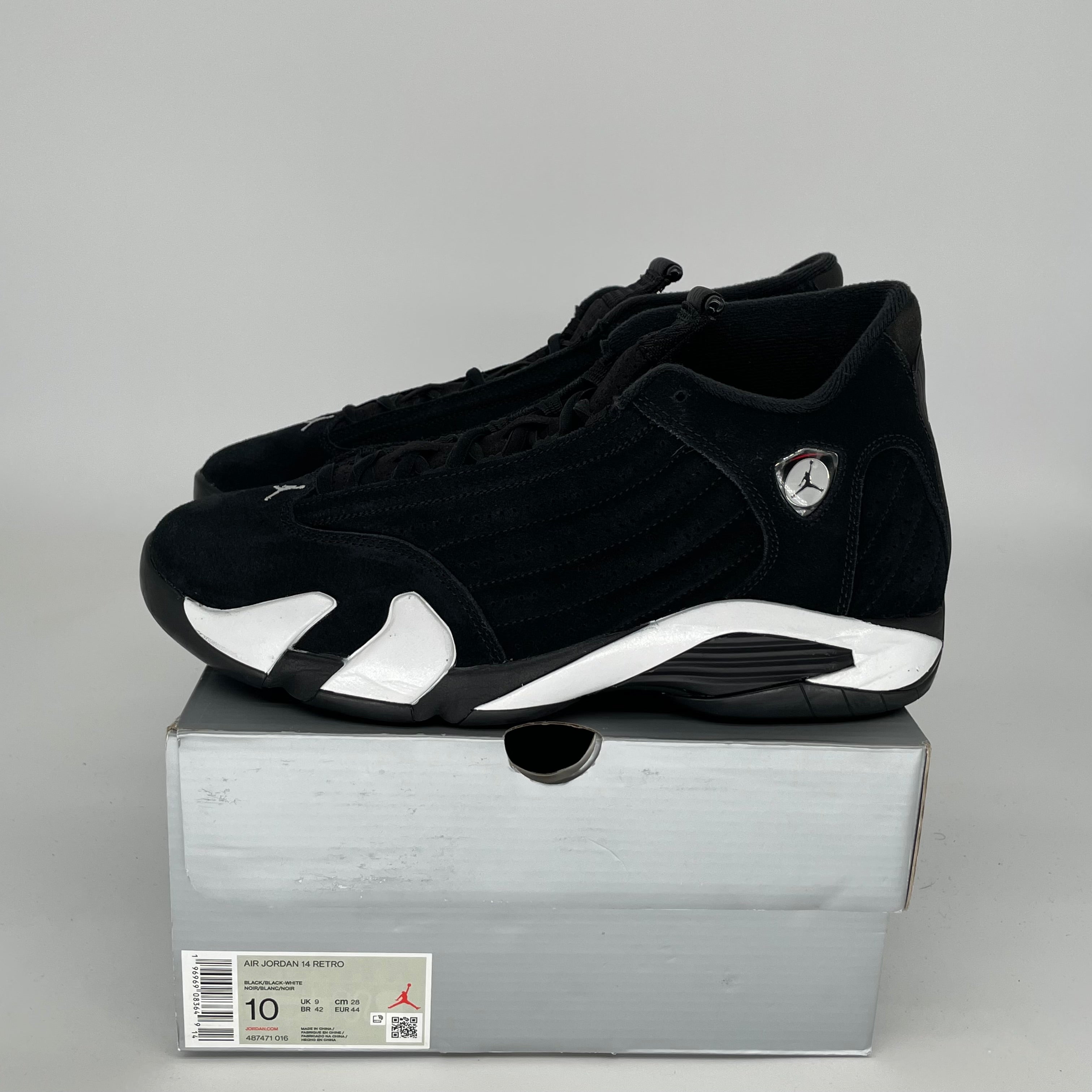 AIR JORDAN 14 BLACK WHITE SIZE 10 487471-016