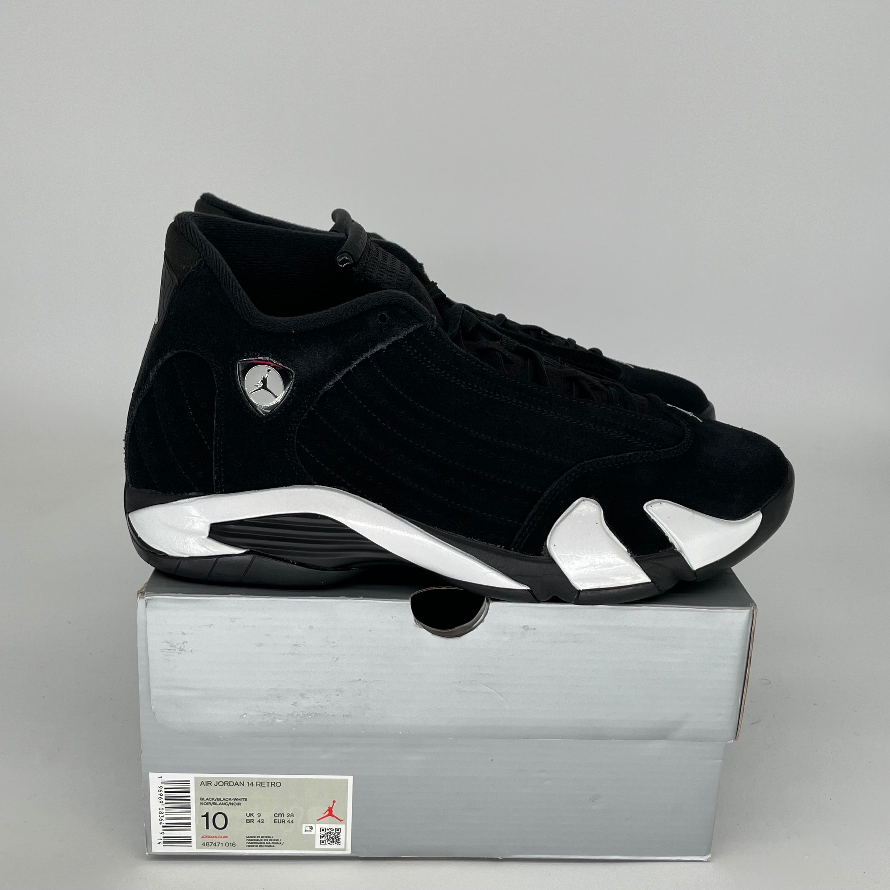 AIR JORDAN 14 BLACK WHITE SIZE 10 487471-016