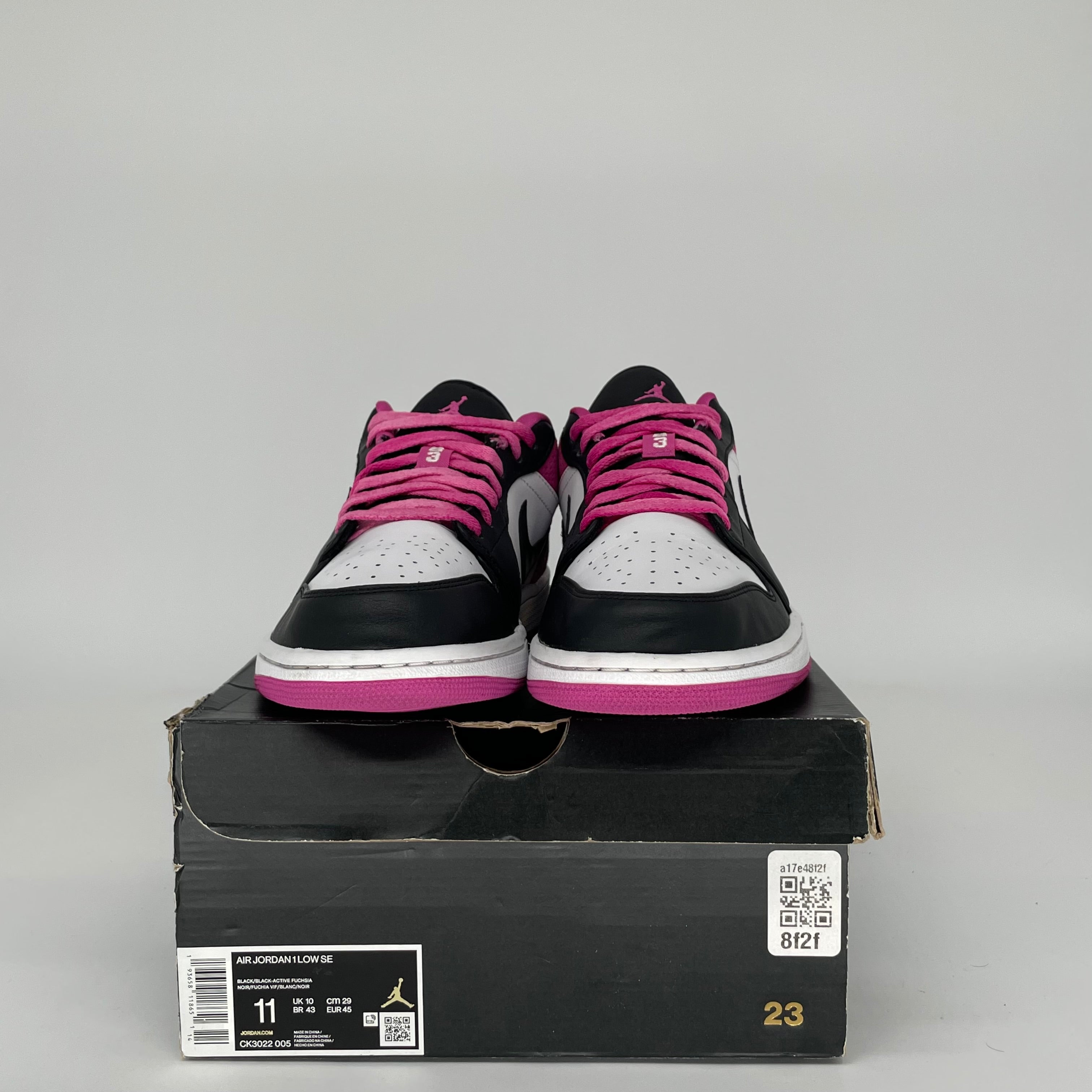 AIR JORDAN 1 LOW BLACK ACTIVE FUCHSIA SIZE 11 CK3022-005