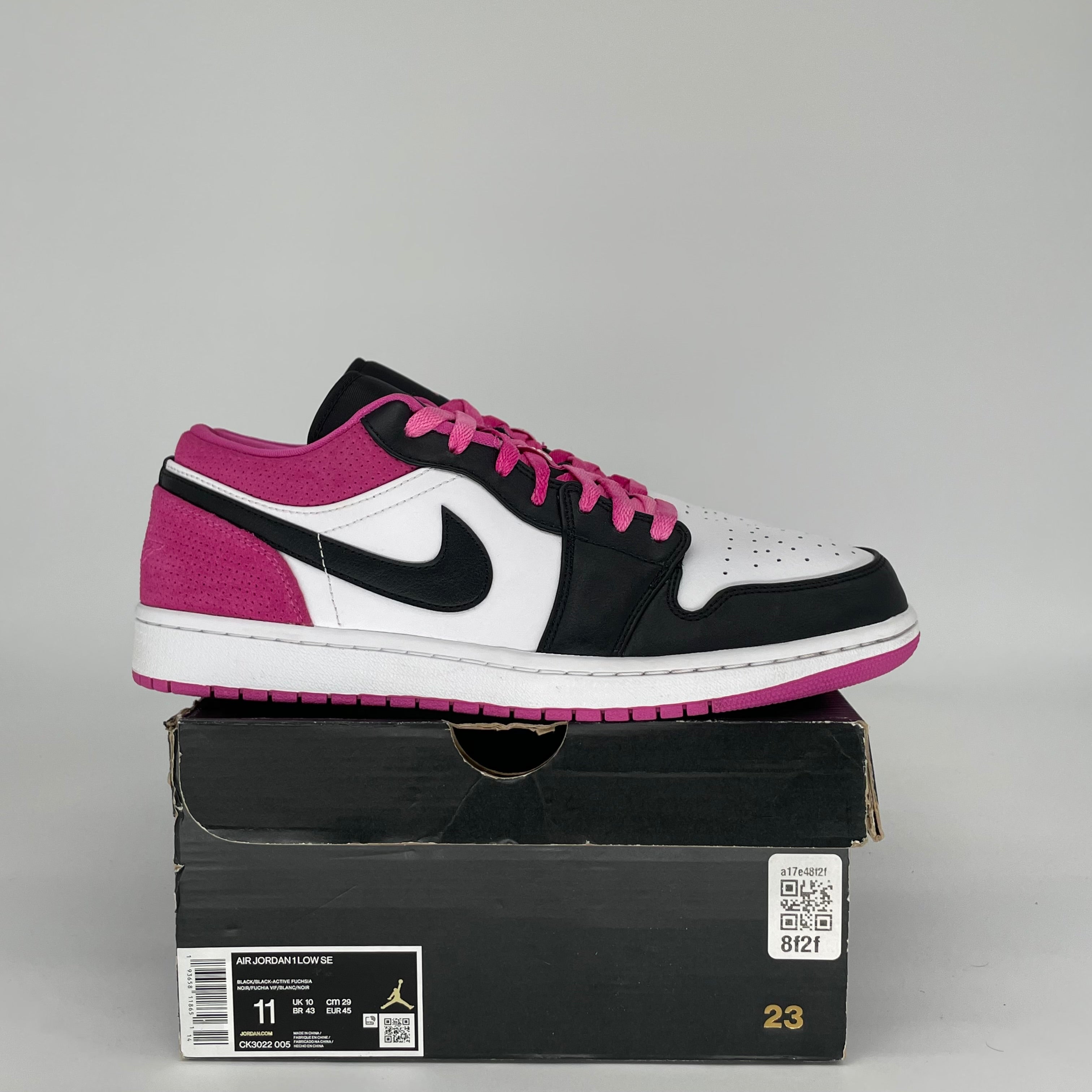 AIR JORDAN 1 LOW BLACK ACTIVE FUCHSIA SIZE 11 CK3022-005