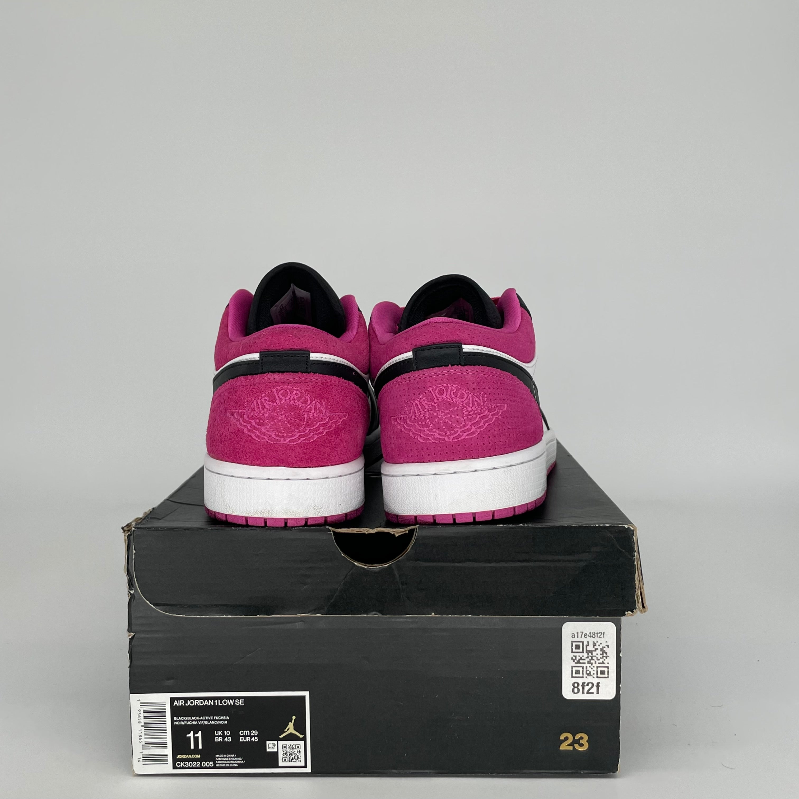 AIR JORDAN 1 LOW BLACK ACTIVE FUCHSIA SIZE 11 CK3022-005