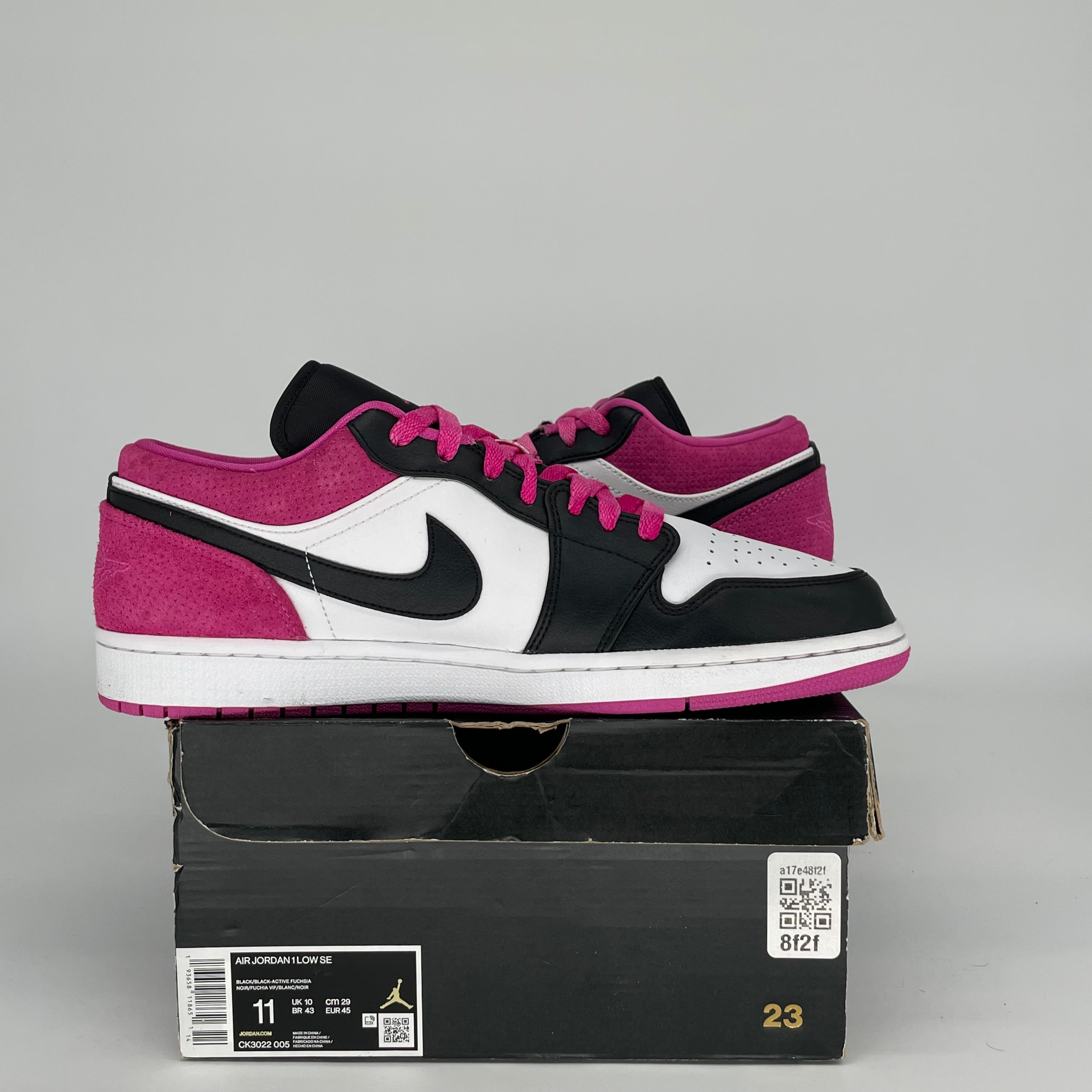 AIR JORDAN 1 LOW BLACK ACTIVE FUCHSIA SIZE 11 CK3022-005