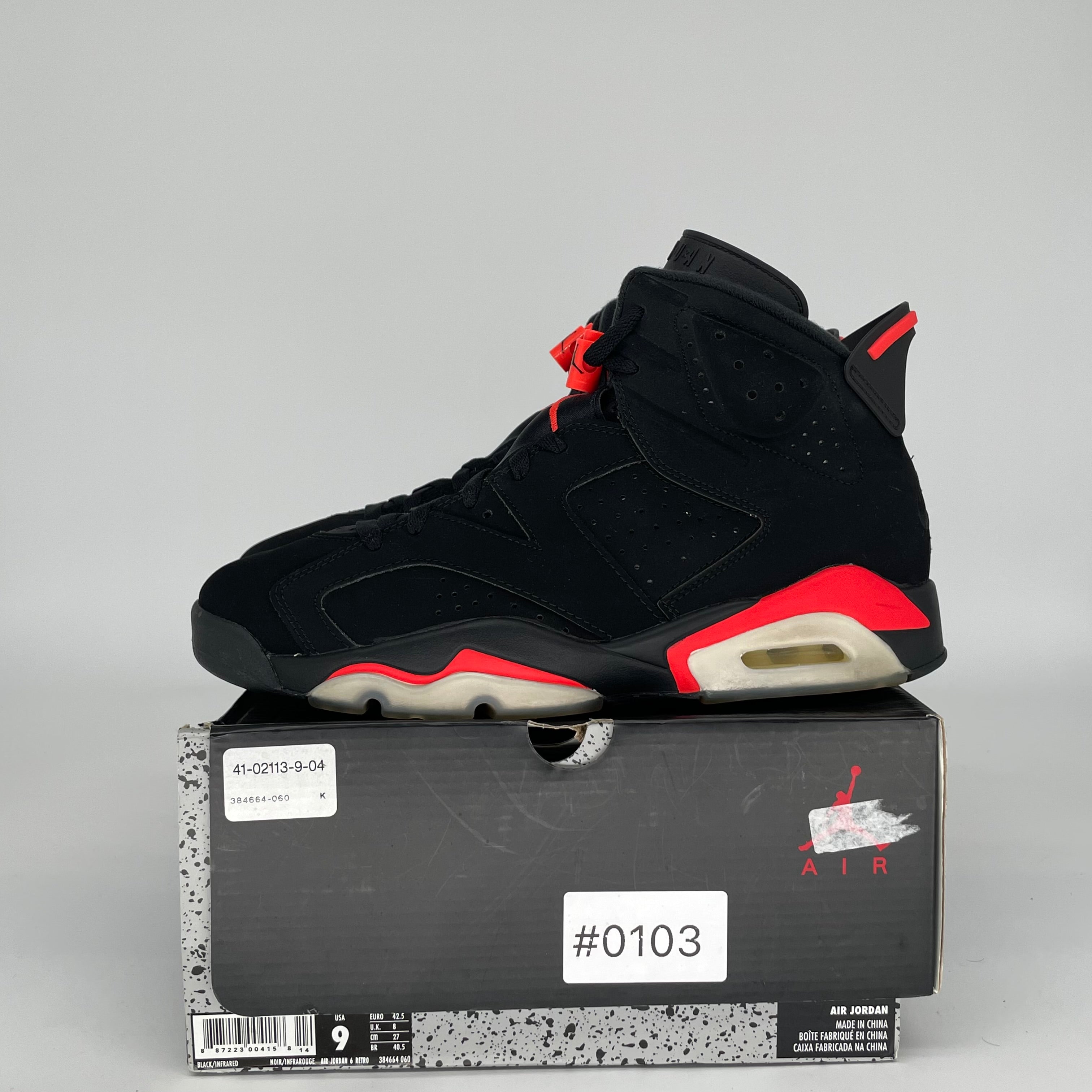 AIR JORDAN 6 BLACK INFRARED SIZE 9 384664-060