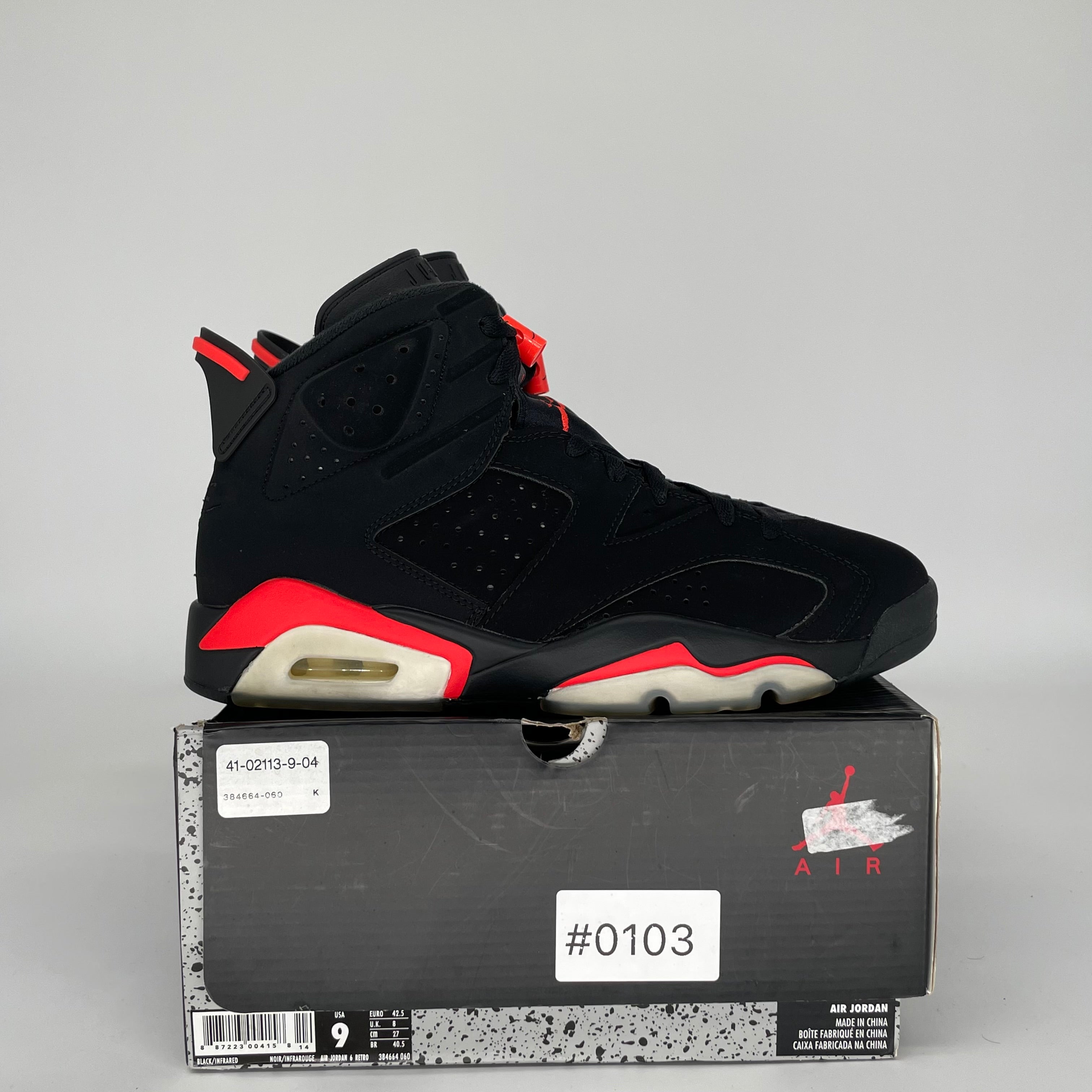 AIR JORDAN 6 BLACK INFRARED SIZE 9 384664-060