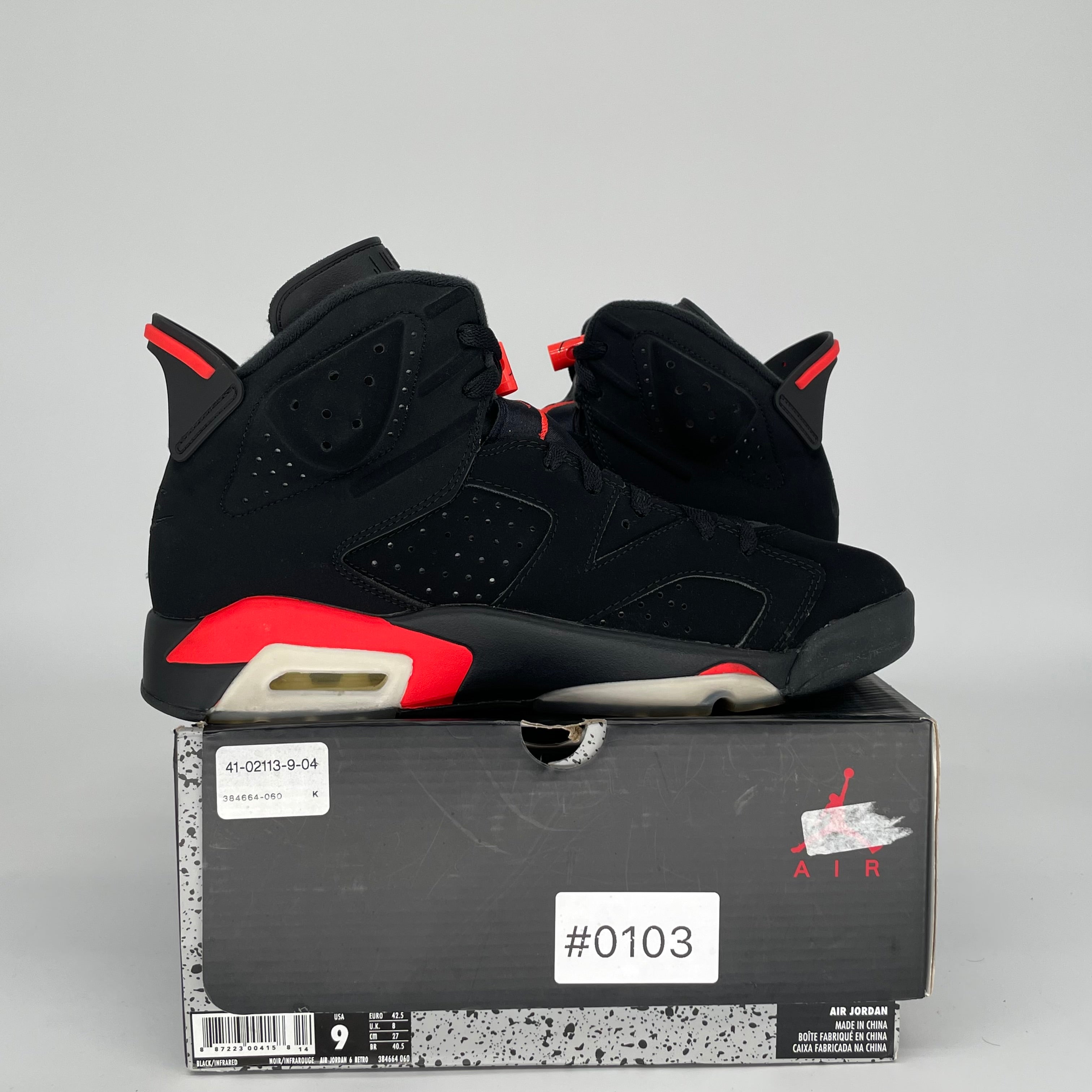 AIR JORDAN 6 BLACK INFRARED SIZE 9 384664-060