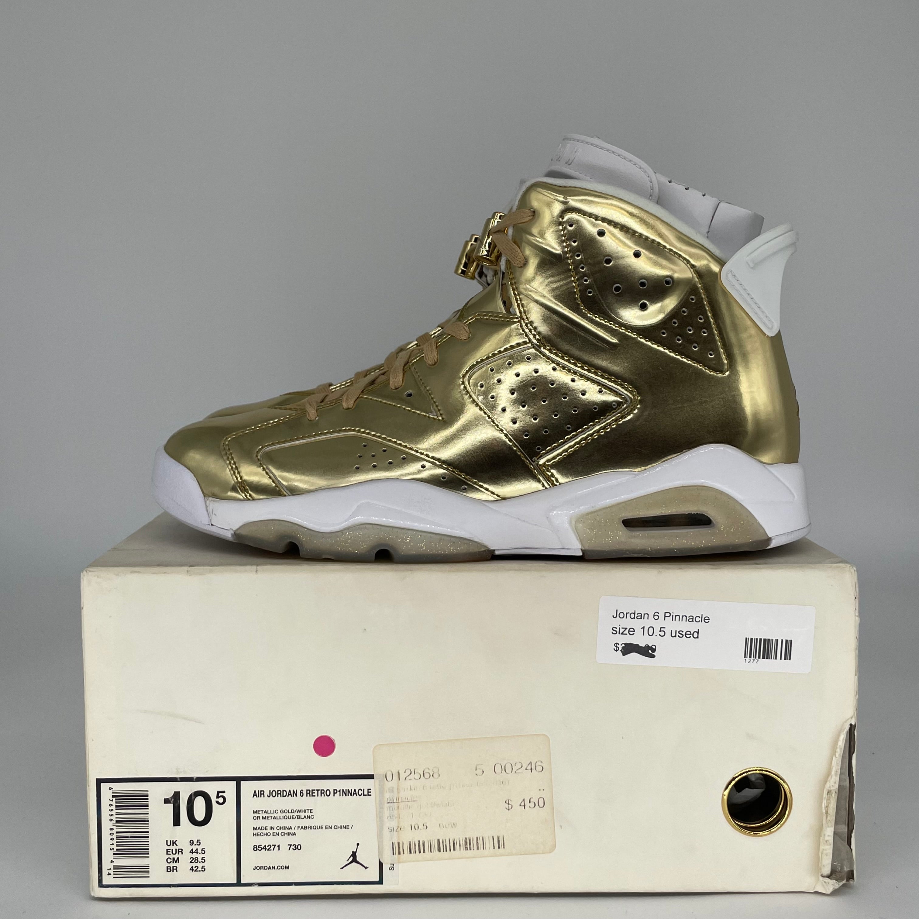 AIR JORDAN 6 PINNACLE METALLIC GOLD SIZE 10.5 85427-730