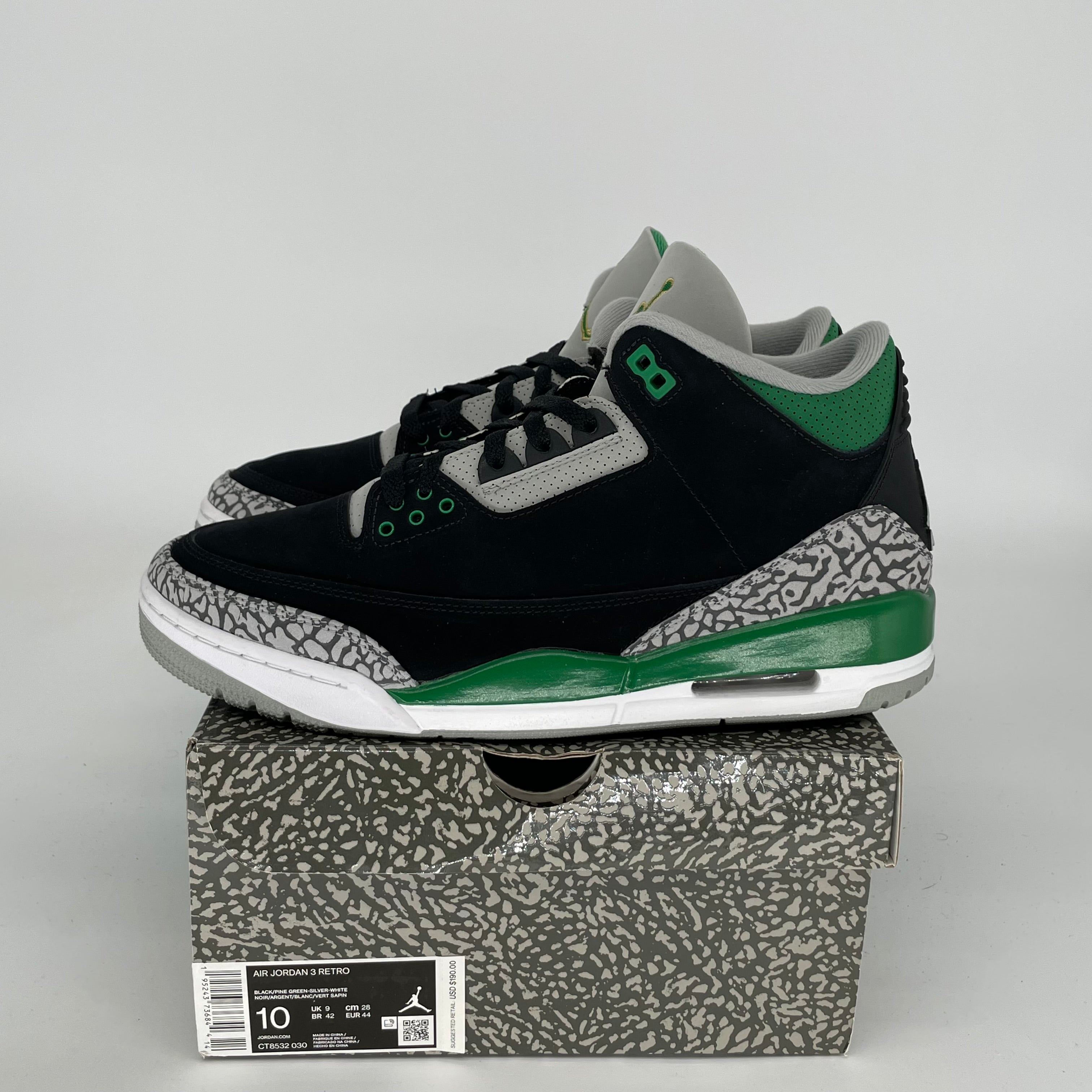 AIR JORDAN 3 PINE GREEN SIZE 10 CT8532-030