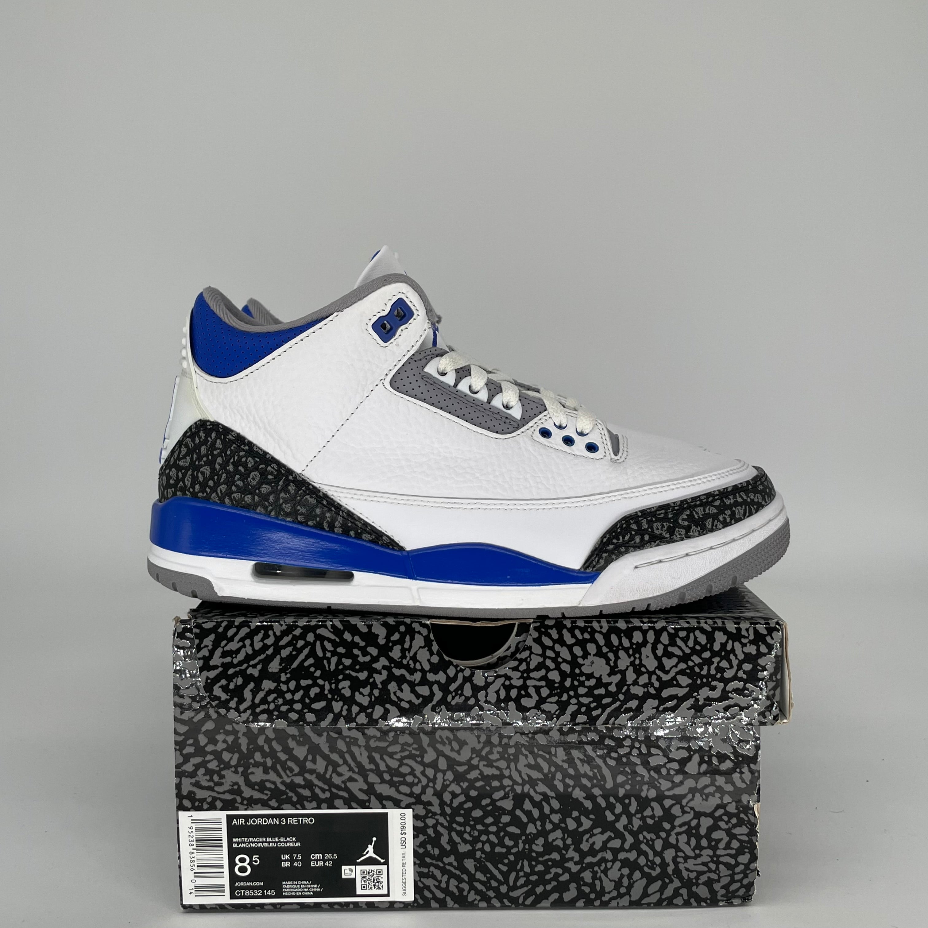 AIR JORDAN 3 RACER BLUE SIZE 8.5 CT8532-145